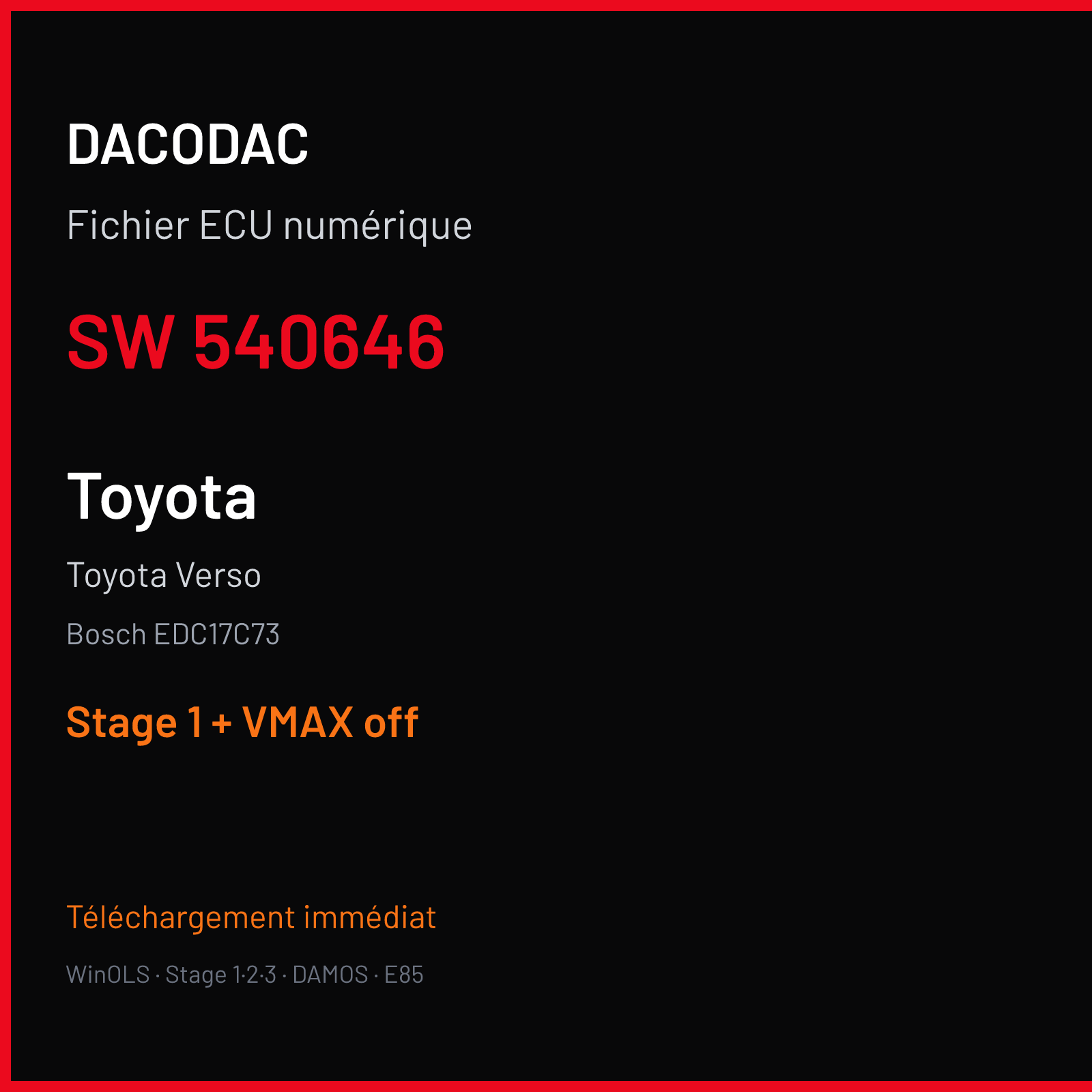 Toyota Verso — Bosch EDC17C73 — 540646 — Stage 1 + VMAX off