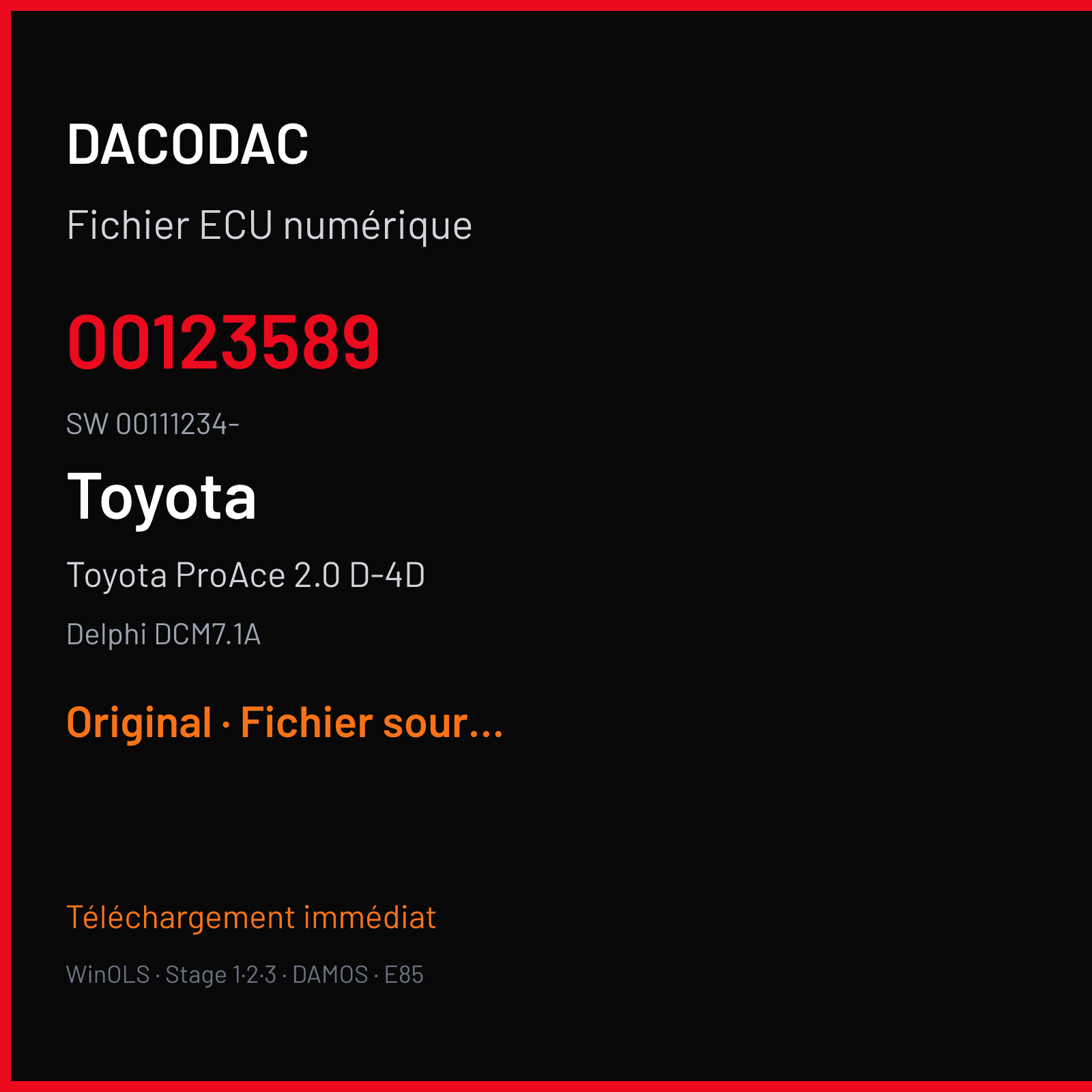 Toyota ProAce 2.0 D-4D (2020) — Delphi DCM7.1A — 00123589 · 00111234- · FOS 9693947180 10FDU K098 ML6C MDL S2 — Original