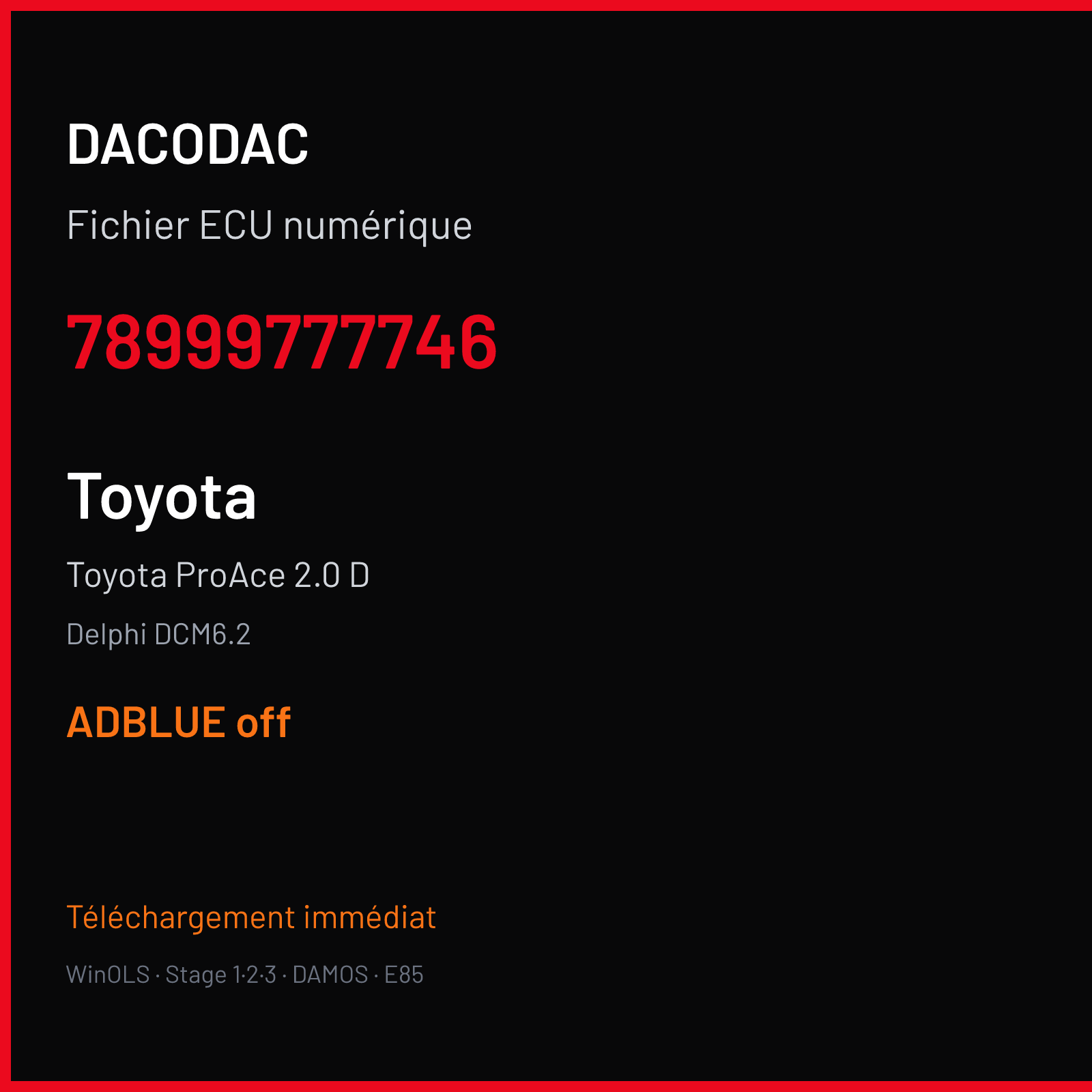 Toyota ProAce 2.0 D — Delphi DCM6.2 — 78999777746 — ADBLUE off