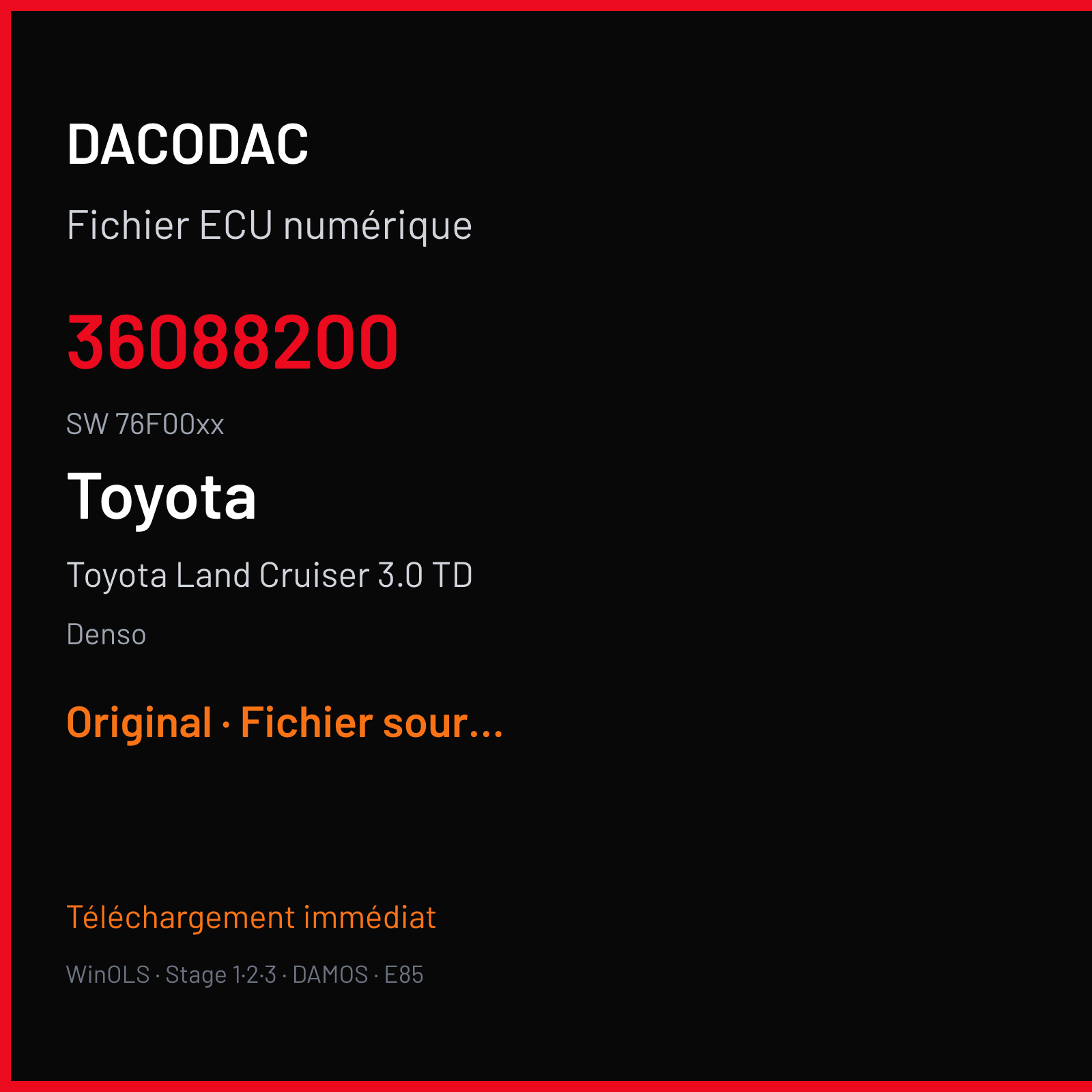 Toyota Land Cruiser 3.0 TD (2007) — Denso — 36088200 · 76F00xx — Original