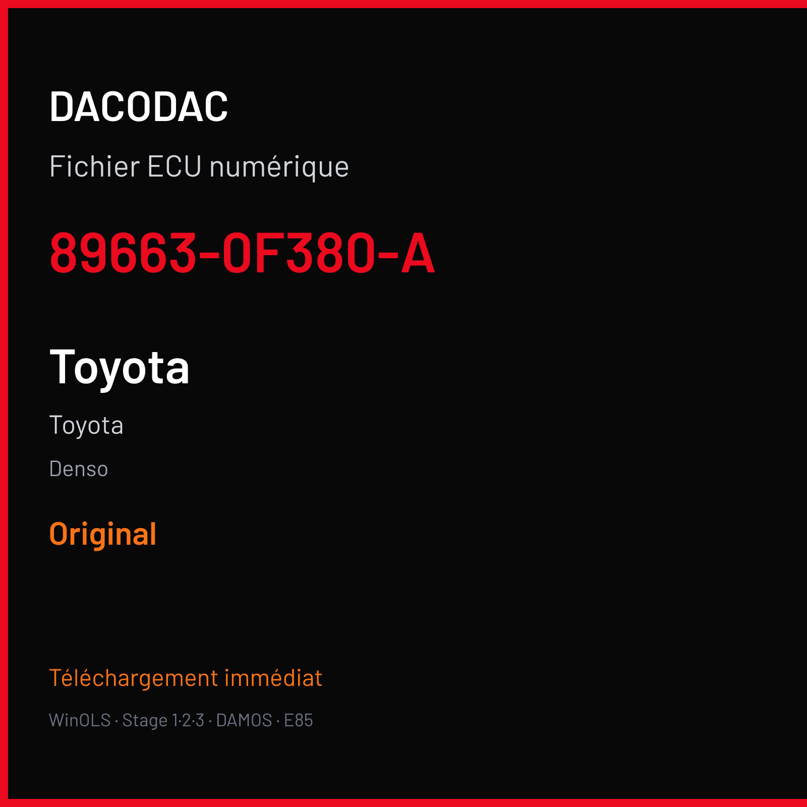 Toyota — Denso — 89663-0F380-A — Original