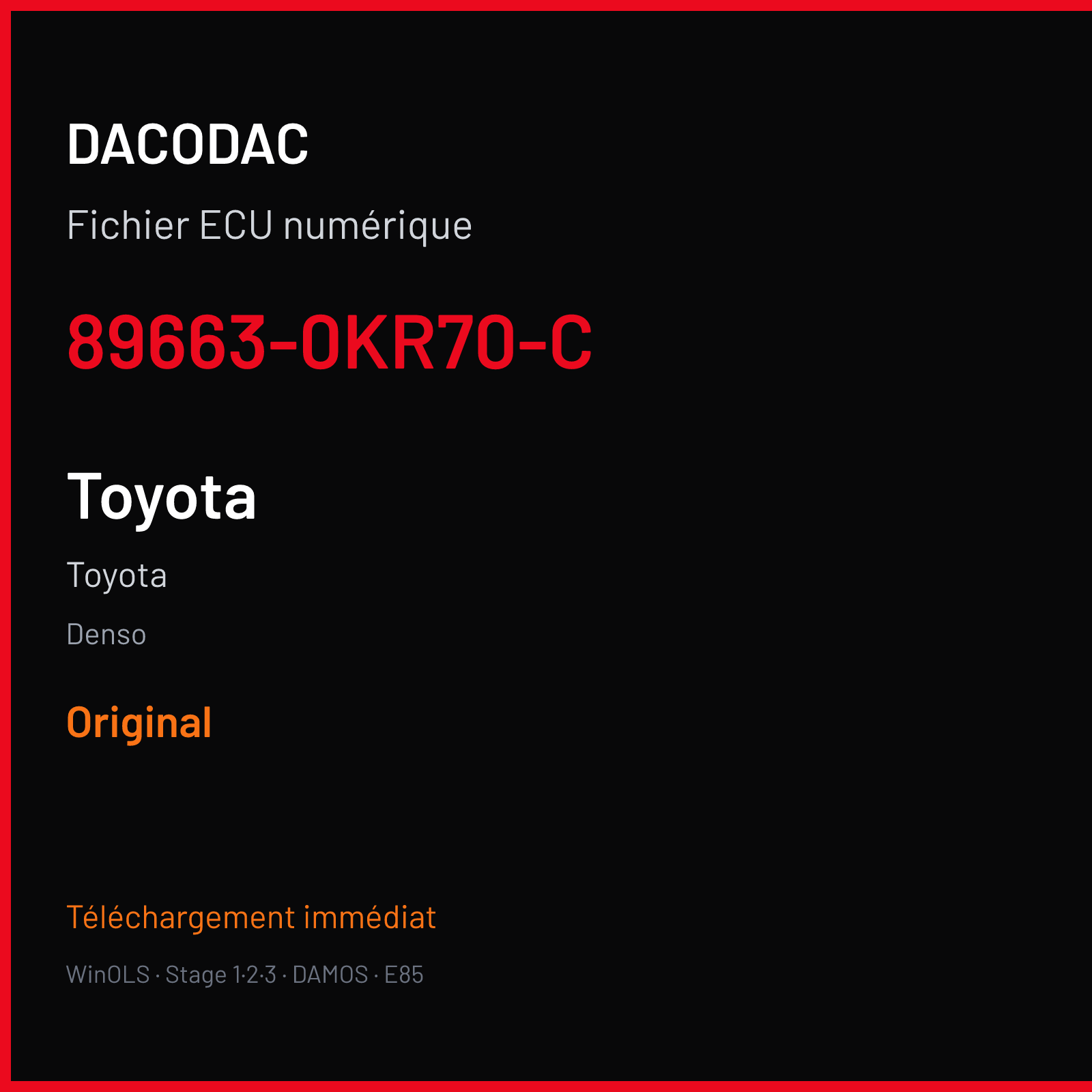 Toyota — Denso — 89663-0KR70-C — Original