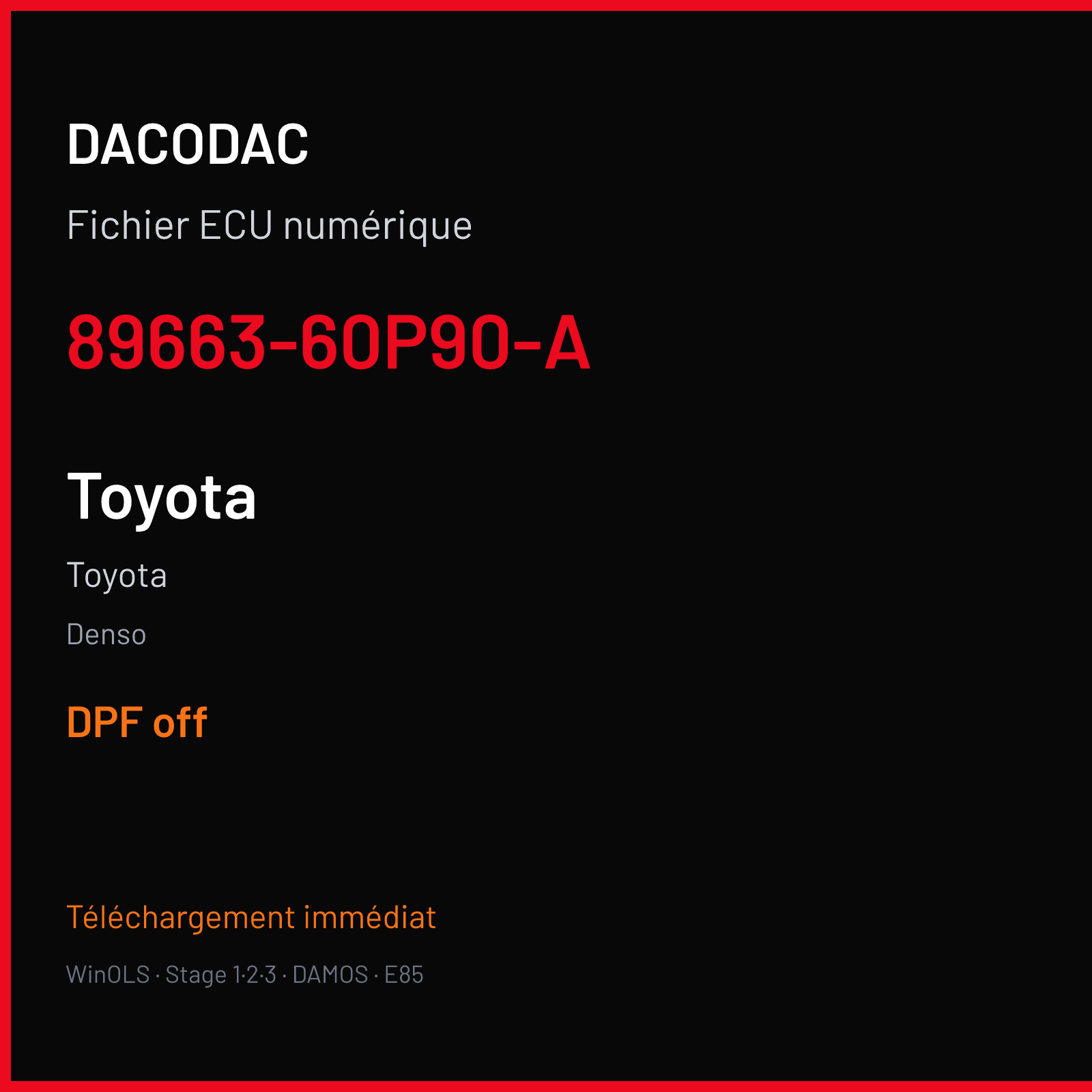 Toyota — Denso — 89663-60P90-A — DPF off