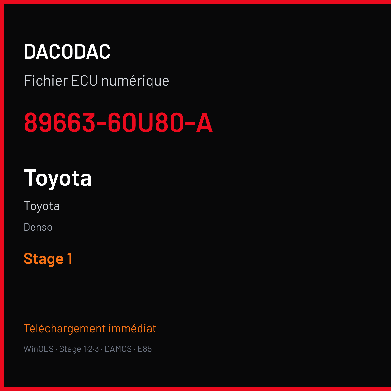Toyota — Denso — 89663-60U80-A — Stage 1