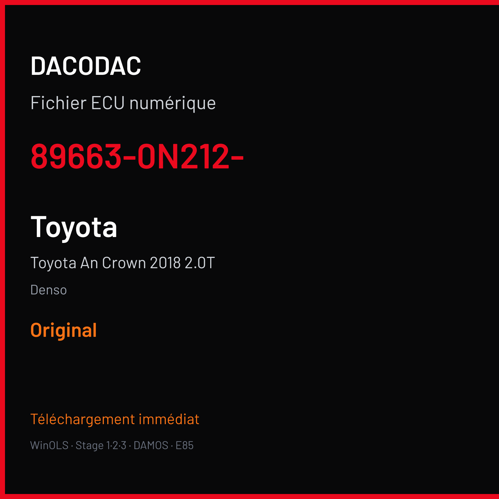 Toyota An Crown 2018 2.0T (2018) — Denso — 89663-0N212- — Original