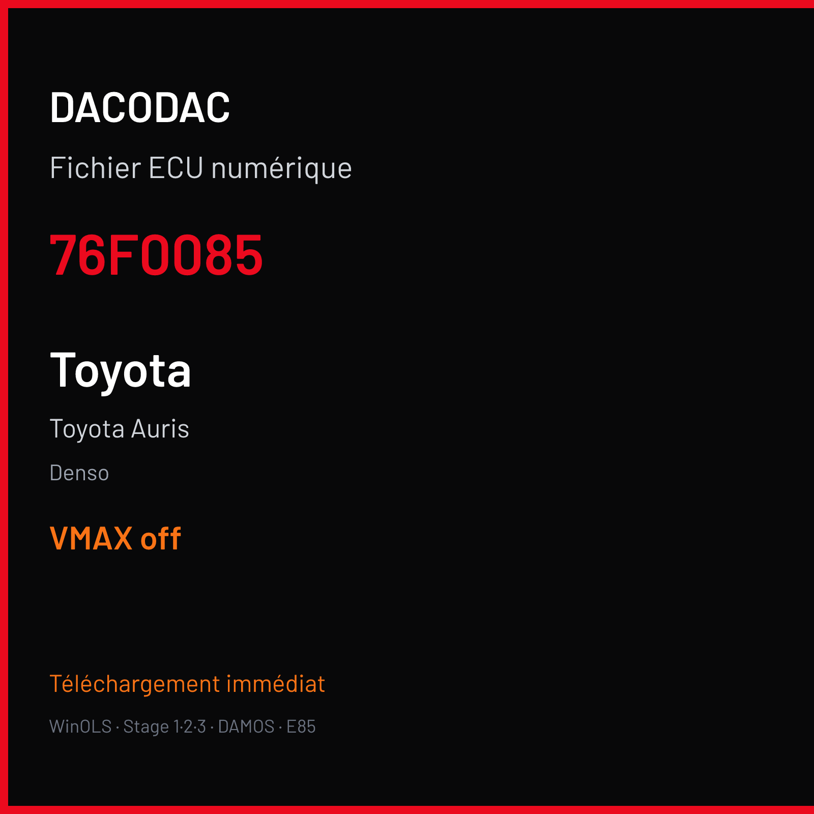 Toyota Auris (2012) — Denso — 76F0085 — VMAX off