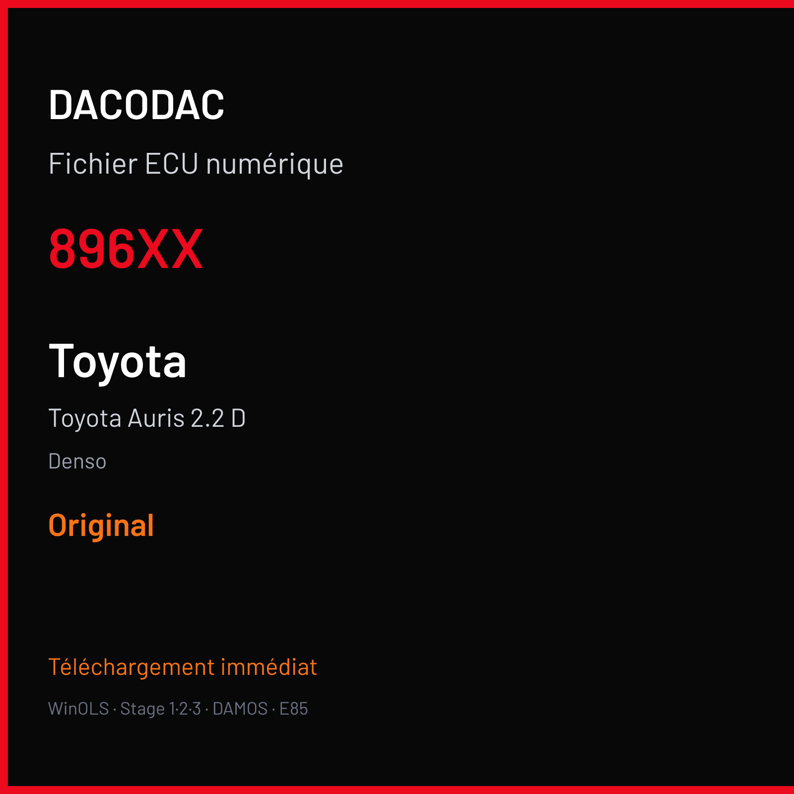 Toyota Auris 2.2 D (2011) — Denso — 896XX — Original