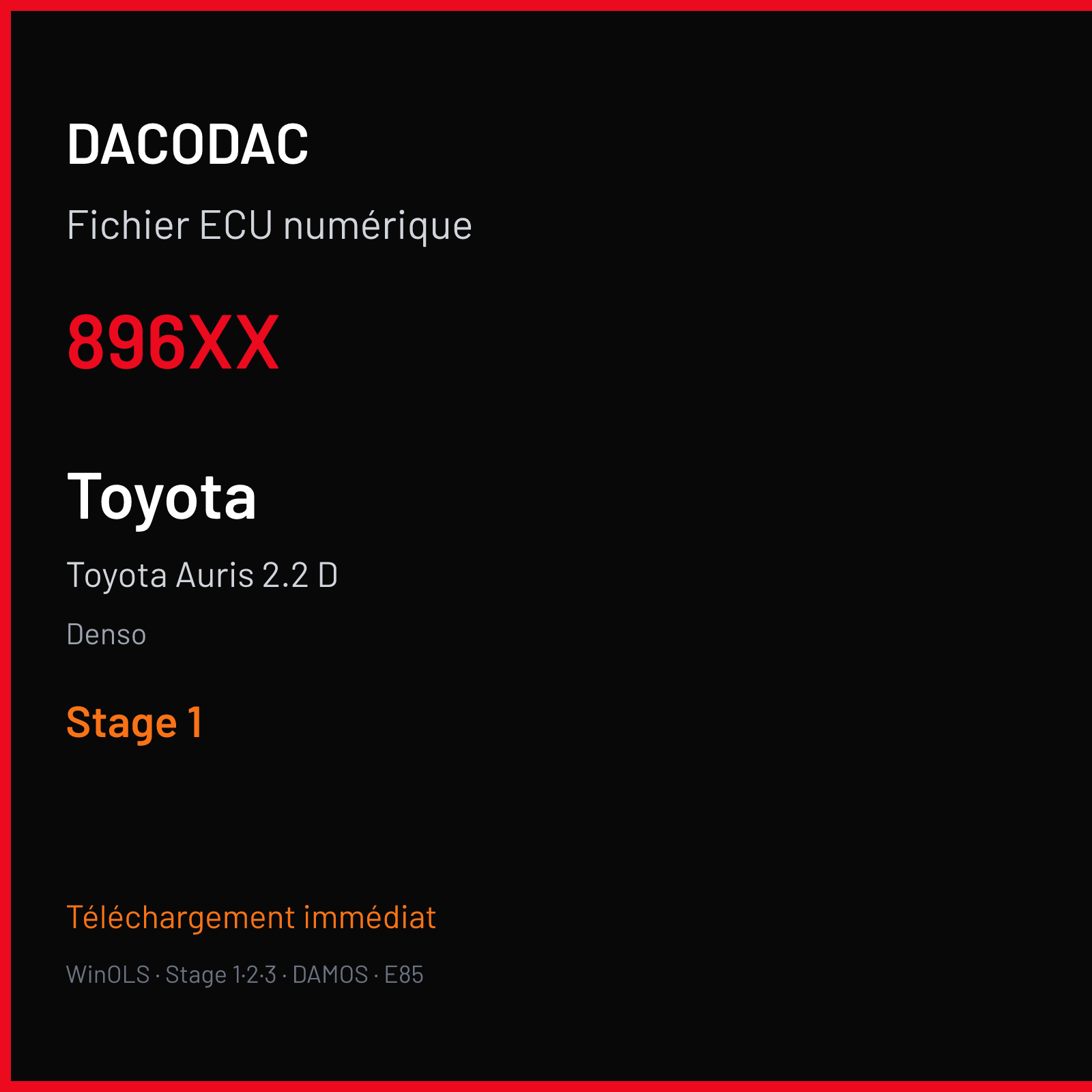 Toyota Auris 2.2 D (2011) — Denso — 896XX — Stage 1