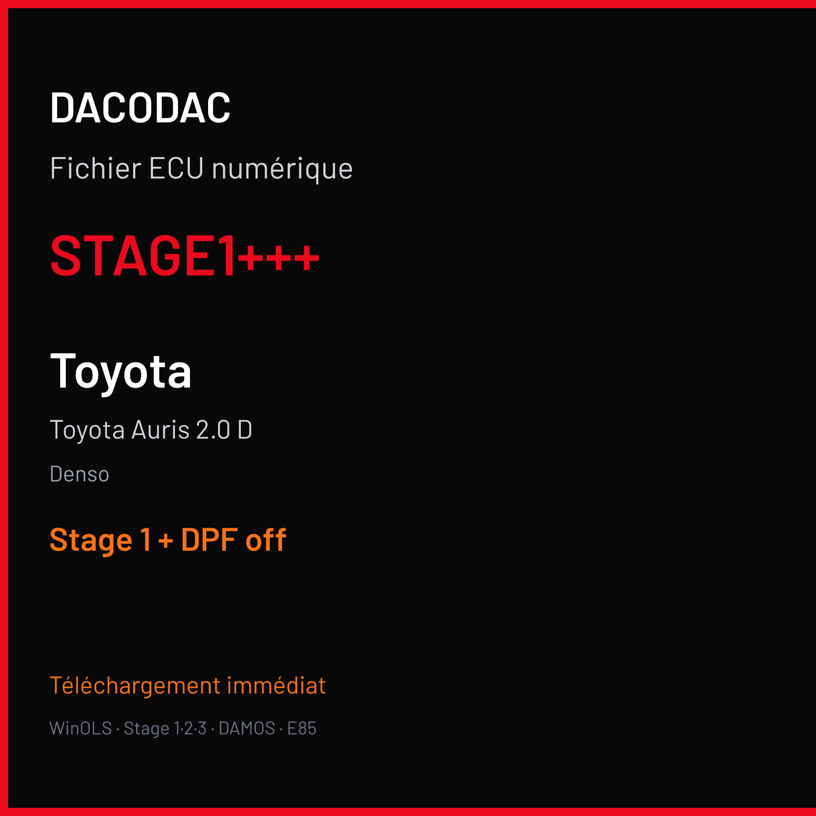 Toyota Auris 2.0 D (2006) — Denso — STAGE1+++ — Stage 1 + DPF off