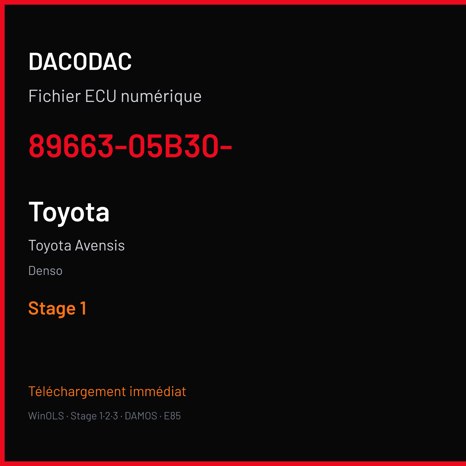 Toyota Avensis — Denso — 89663-05B30- — Stage 1