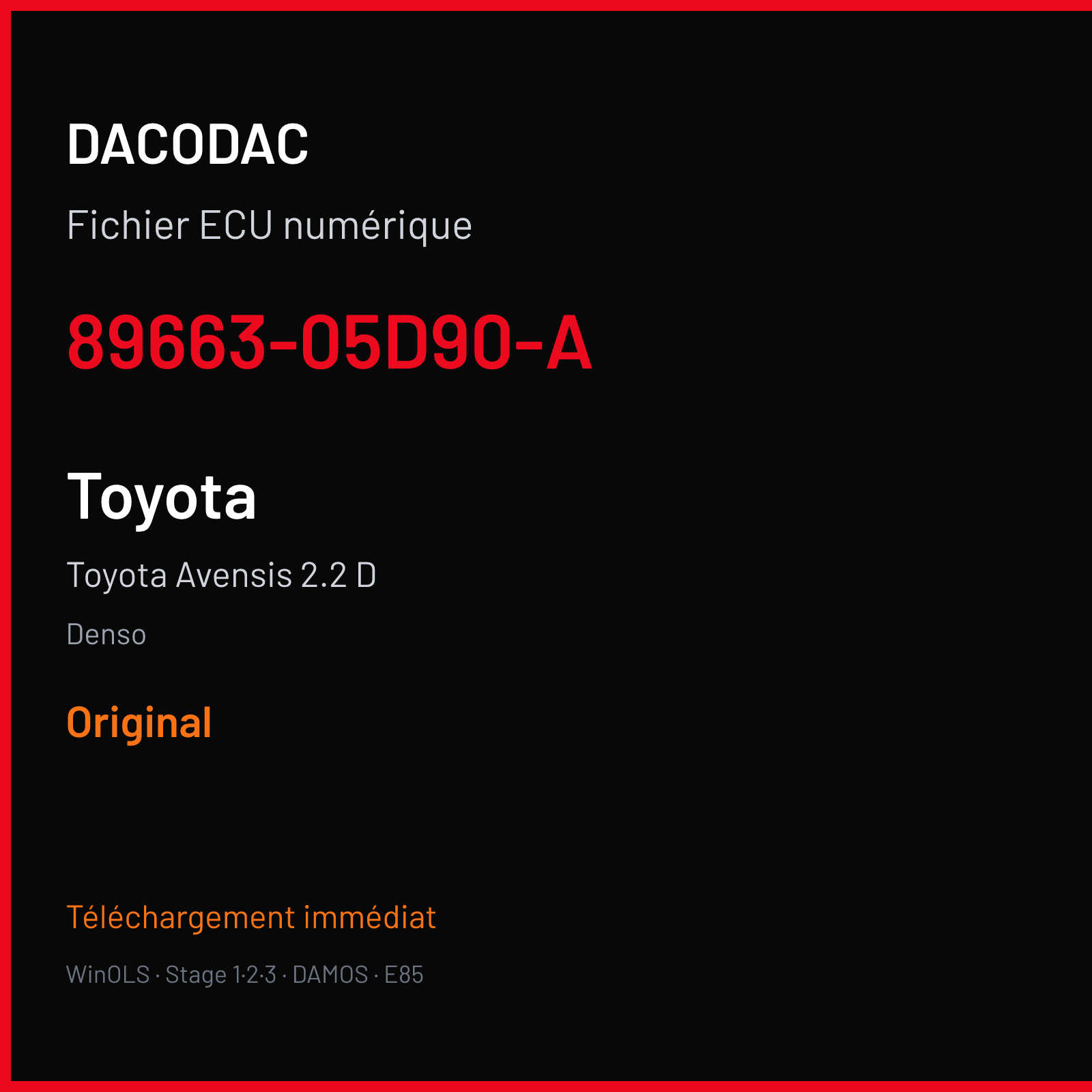 Toyota Avensis 2.2 D (2012) — Denso — 89663-05D90-A — Original