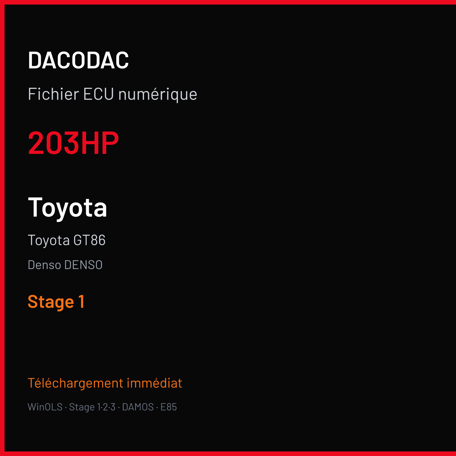 Toyota GT86 (2016) — Denso DENSO — 203HP — Stage 1