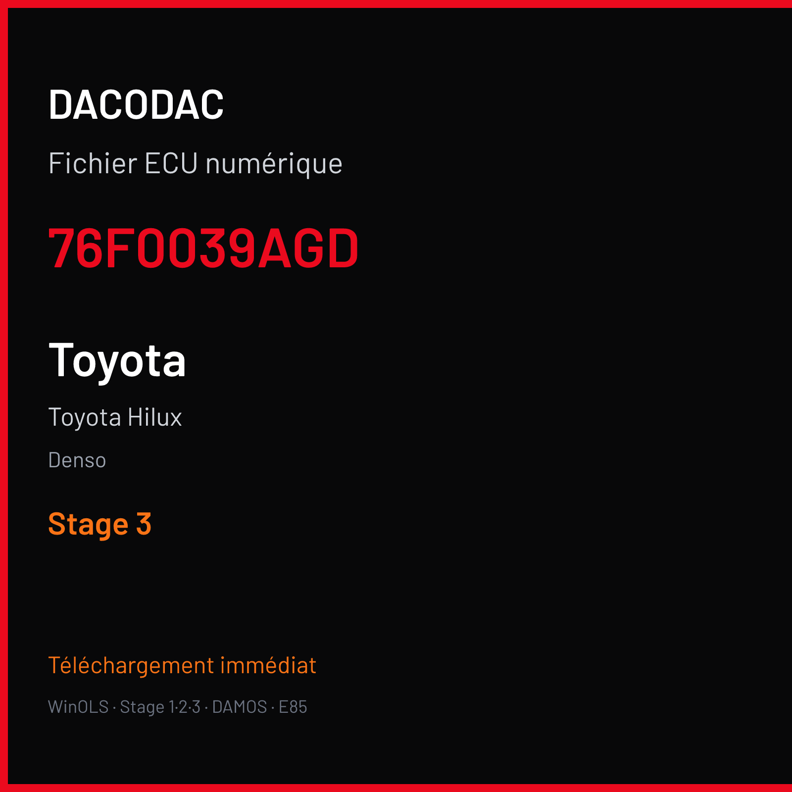 Toyota Hilux (2012) — Denso — 76F0039AGD — Stage 3