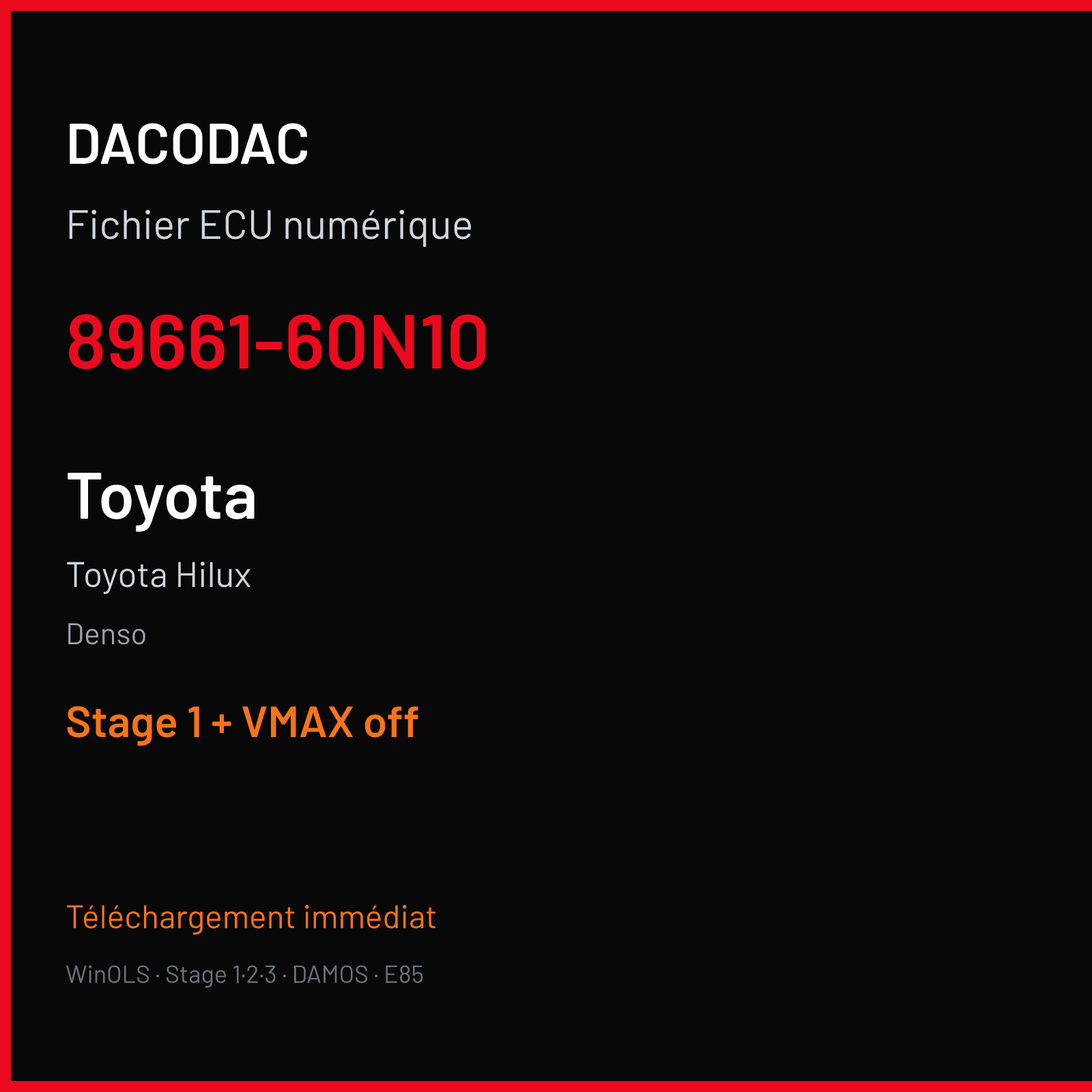 Toyota Hilux (2010) — Denso — 89661-60N10 — Stage 1 + VMAX off