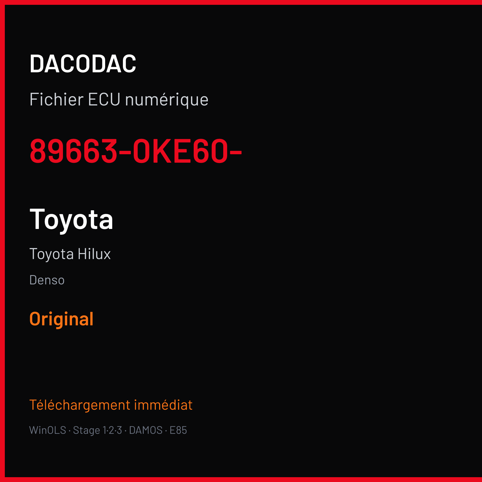 Toyota Hilux (2010) — Denso — 89663-0KE60- — Original