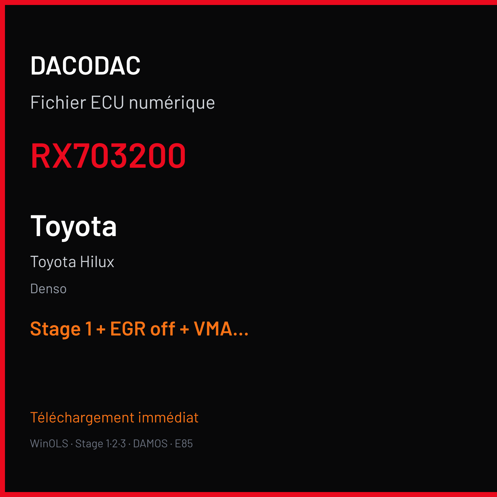 Toyota Hilux (2013) — Denso — RX703200 — Stage 1 + EGR off + VMAX off