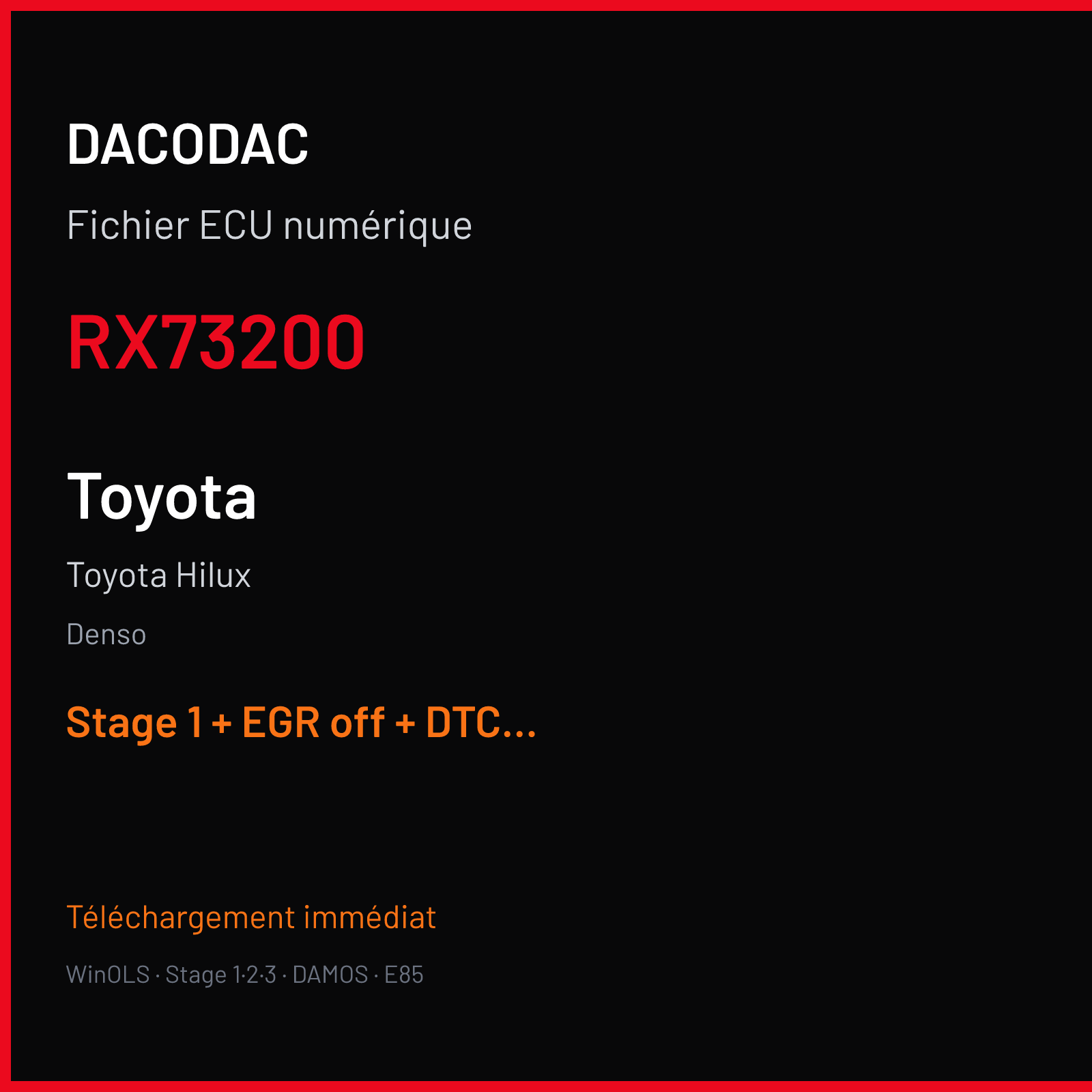Toyota Hilux (2015) — Denso — RX73200 — Stage 1 + EGR off + DTC off