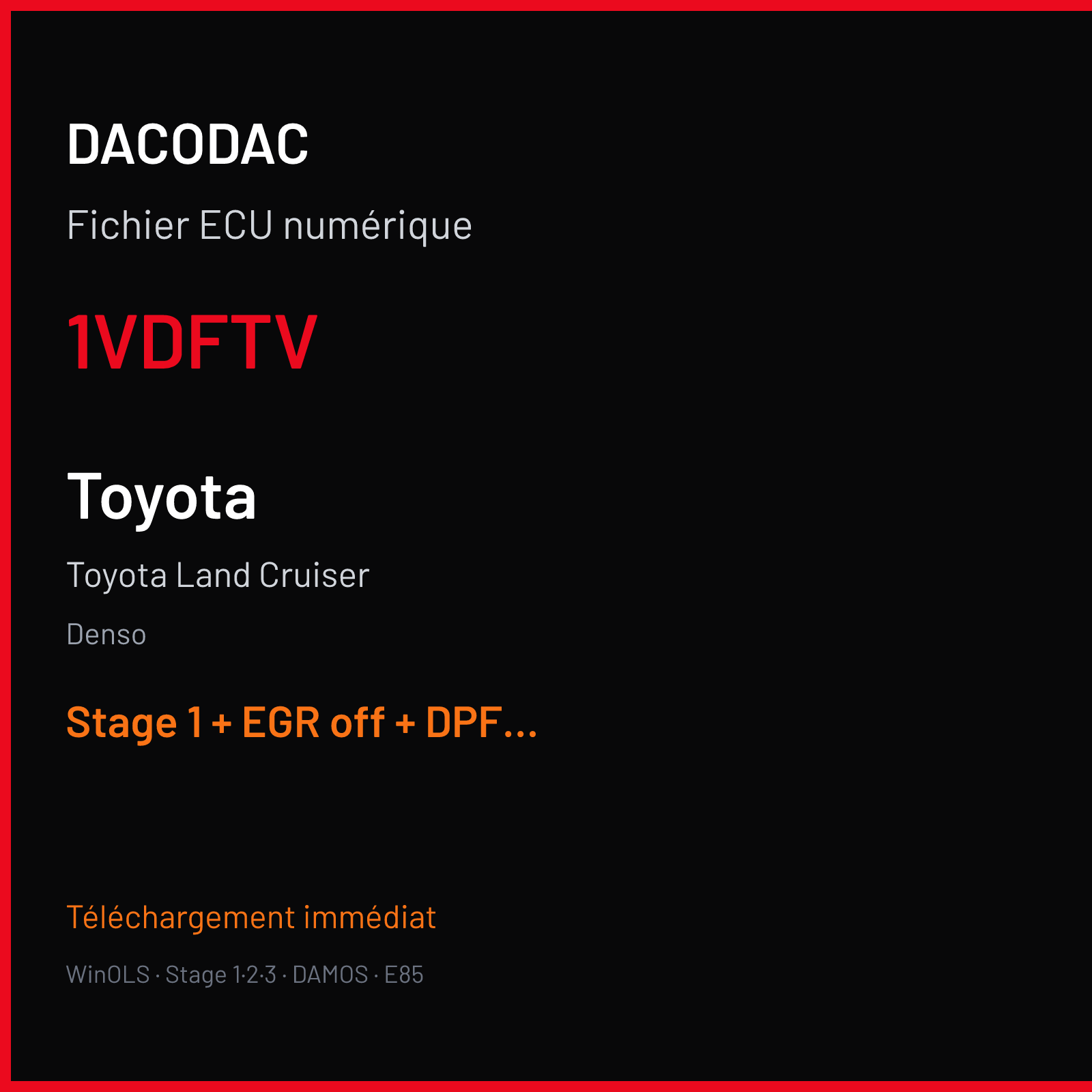 Toyota Land Cruiser (2015) — Denso — 1VDFTV — Stage 1 + EGR off + DPF off + VMAX off