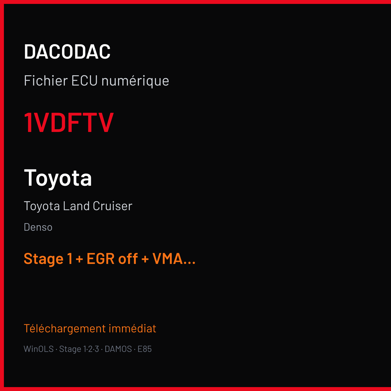 Toyota Land Cruiser (2015) — Denso — 1VDFTV — Stage 1 + EGR off + VMAX off