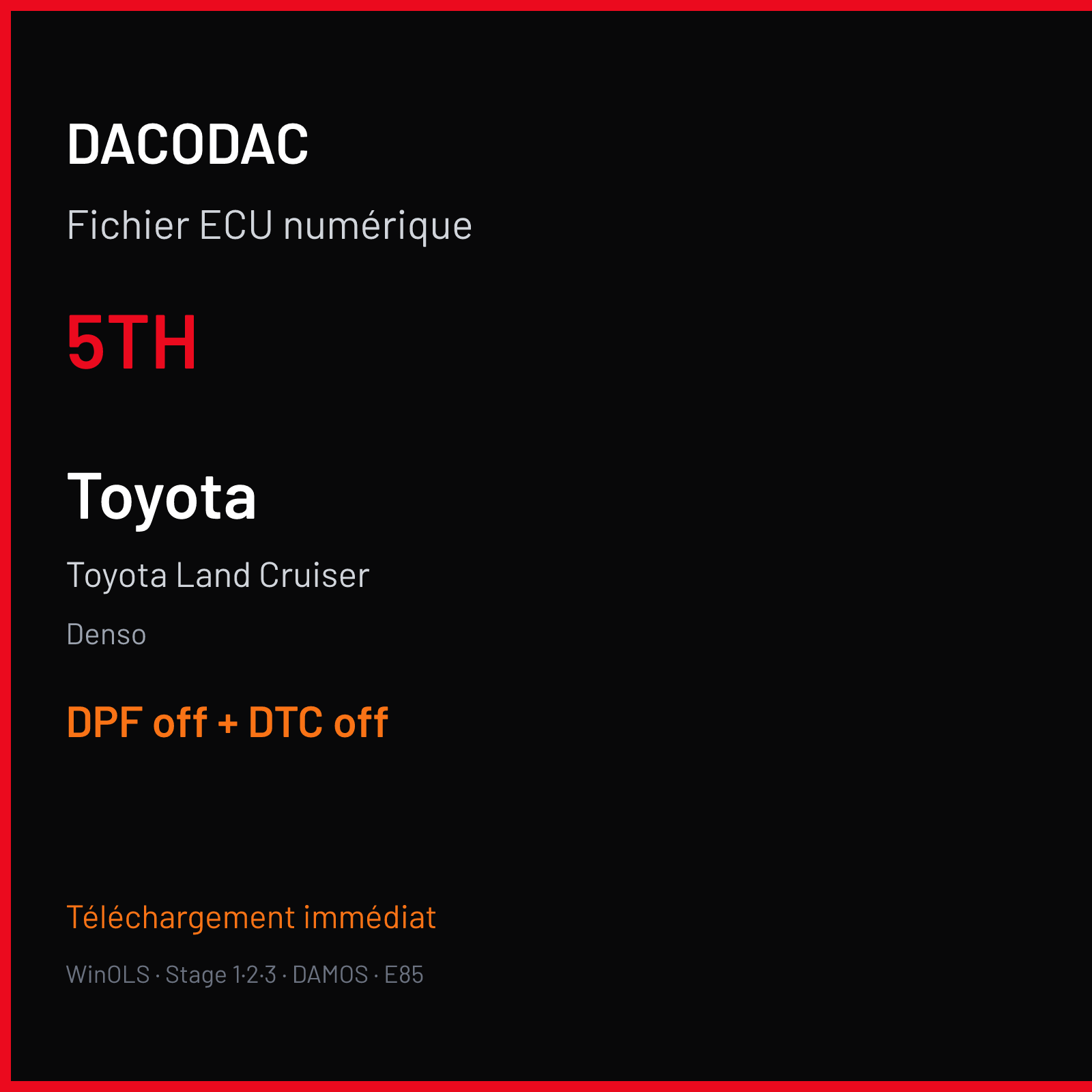 Toyota Land Cruiser (2006) — Denso — 5TH — DPF off + DTC off
