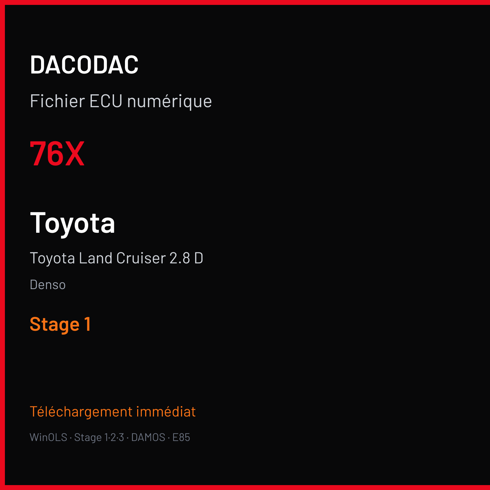 Toyota Land Cruiser 2.8 D (2017) — Denso — 76X — Stage 1