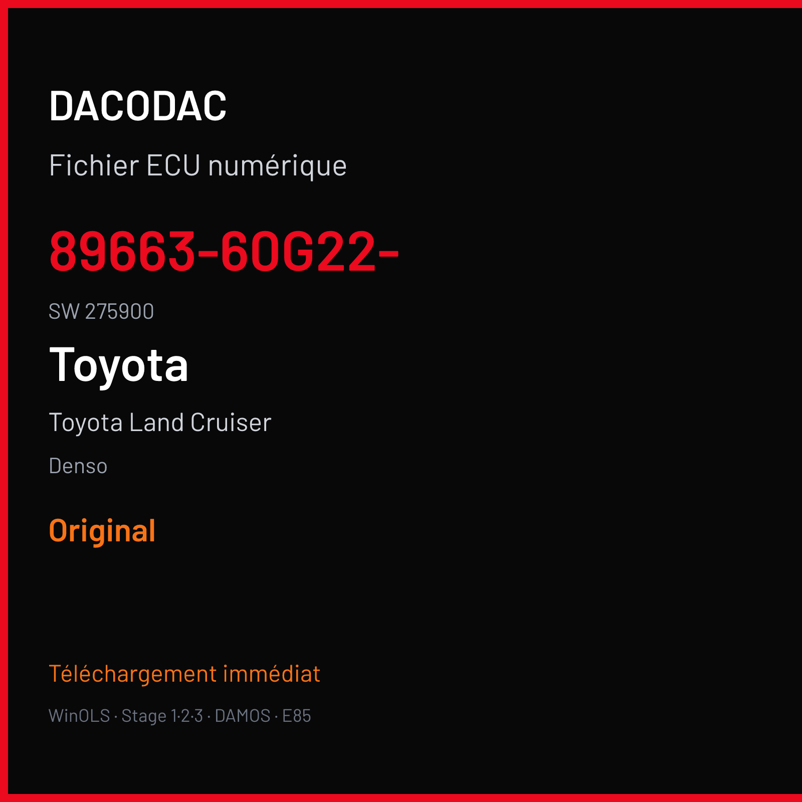 Toyota Land Cruiser (2013) — Denso — 89663-60G22- · 275900 — Original