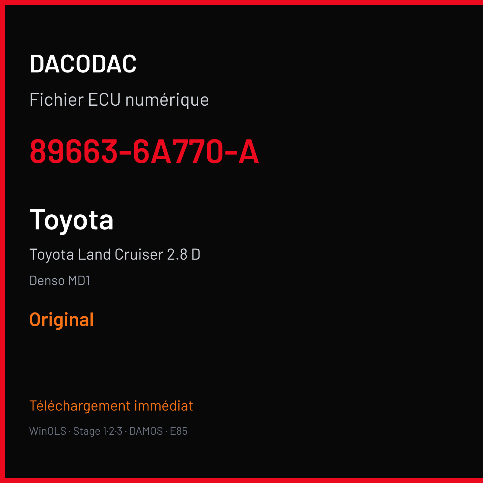 Toyota Land Cruiser 2.8 D (2018) — Denso MD1 — 89663-6A770-A — Original