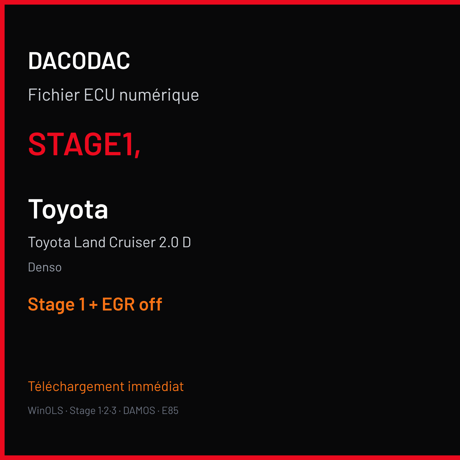 Toyota Land Cruiser 2.0 D — Denso — STAGE1, — Stage 1 + EGR off