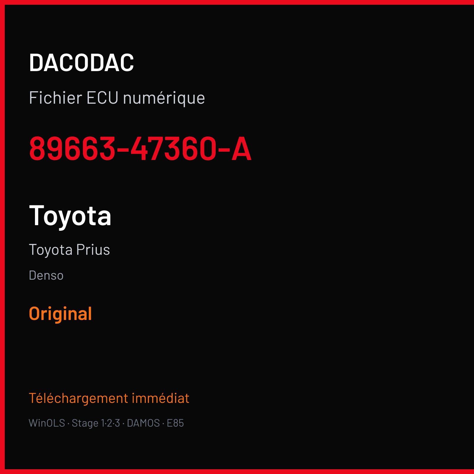 Toyota Prius — Denso — 89663-47360-A — Original