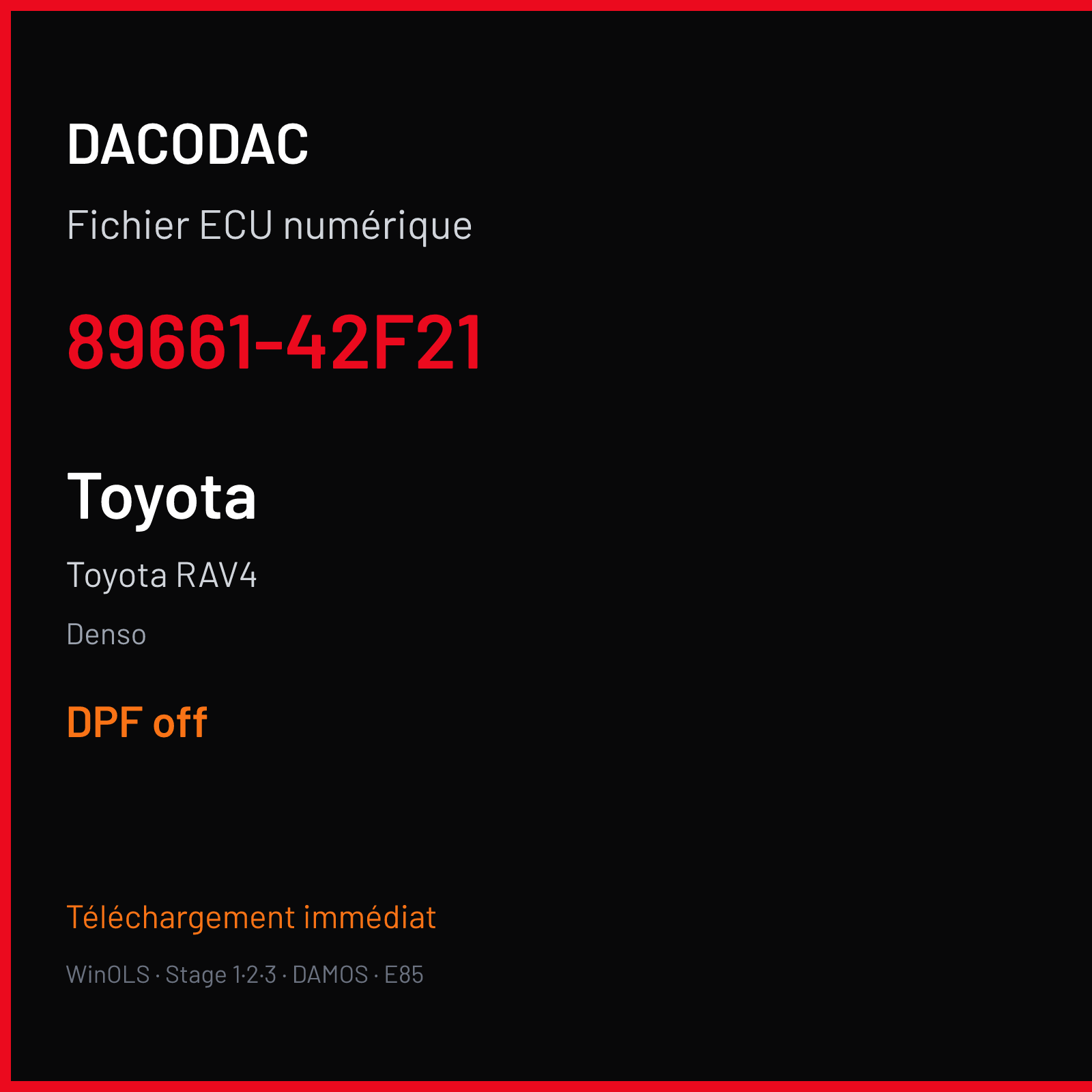 Toyota RAV4 (2008) — Denso — 89661-42F21 — DPF off
