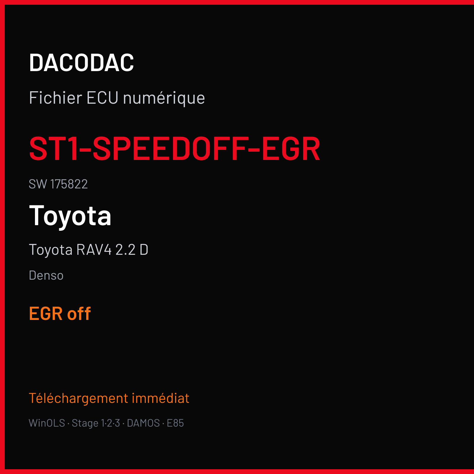Toyota RAV4 2.2 D (2006) — Denso — ST1-SPEEDOFF-EGR · 175822 — EGR off