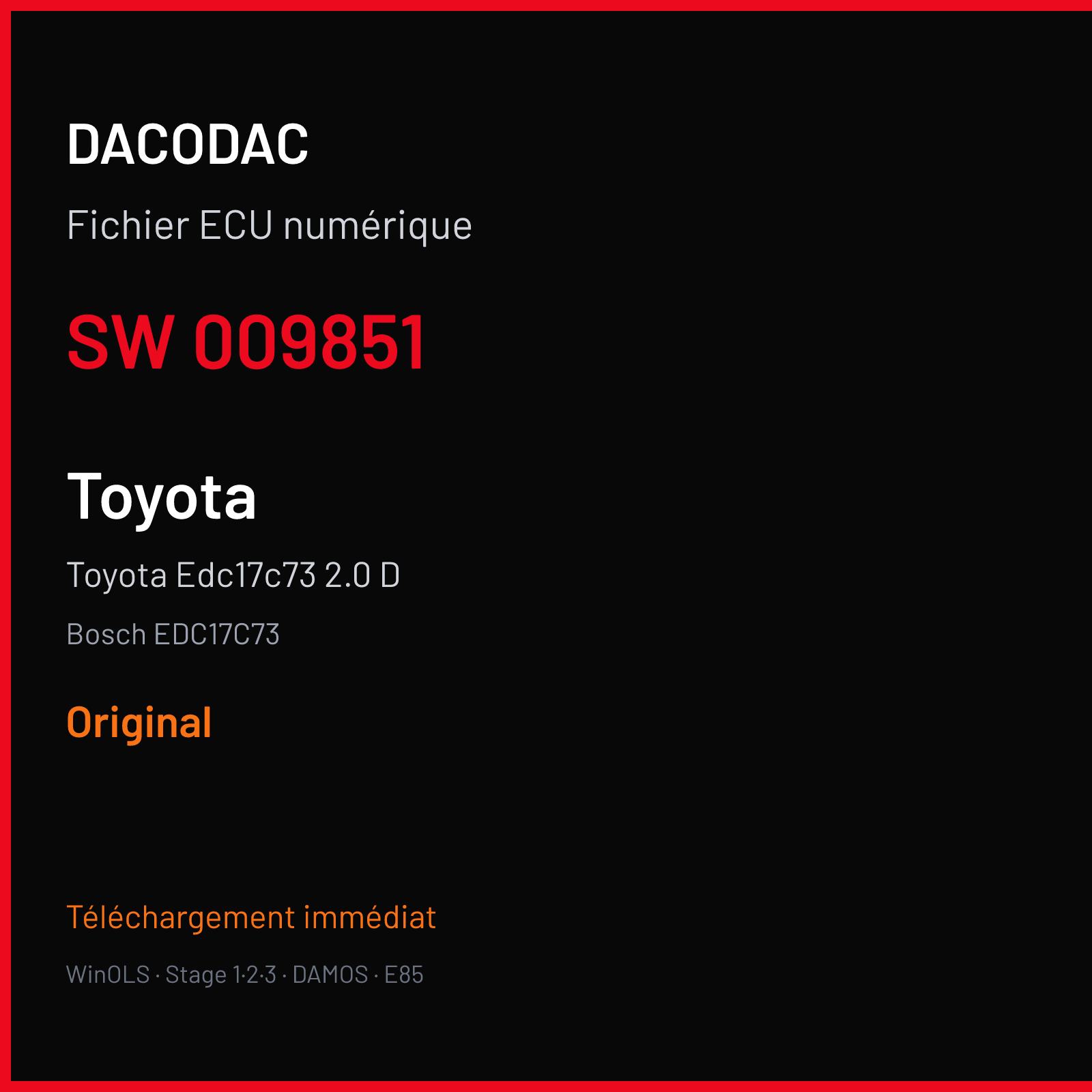 Toyota Edc17c73 2.0 D (2017) — Bosch EDC17C73 — 009851 — Original