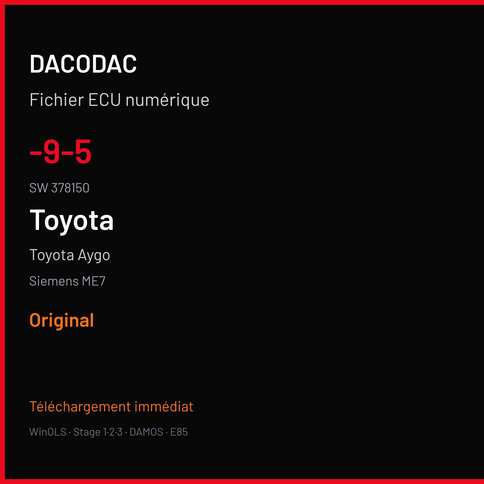 Toyota Aygo (2006) — Siemens ME7 — -9-5 · 378150 — Original