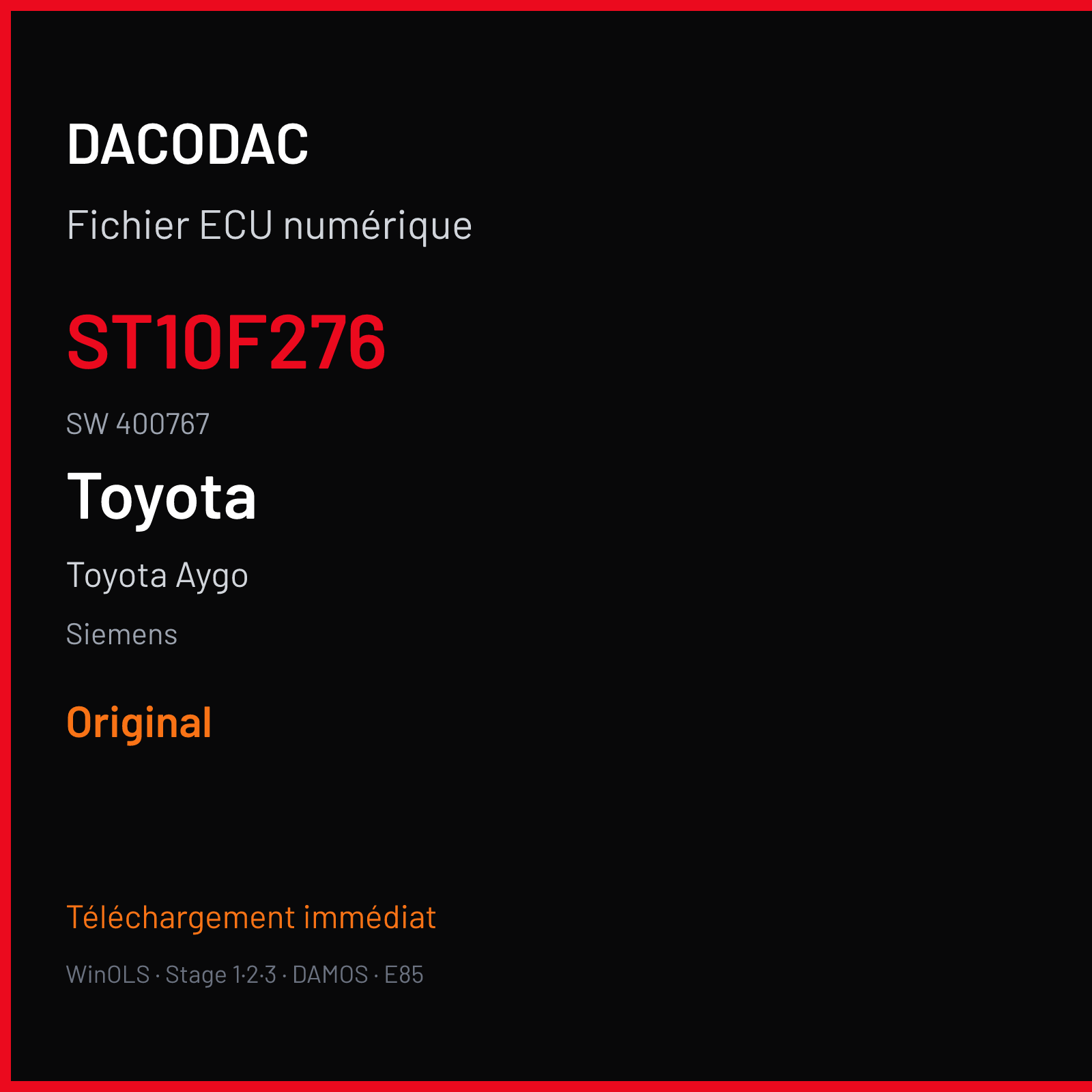 Toyota Aygo (2009) — Siemens — ST10F276 · 400767 — Original