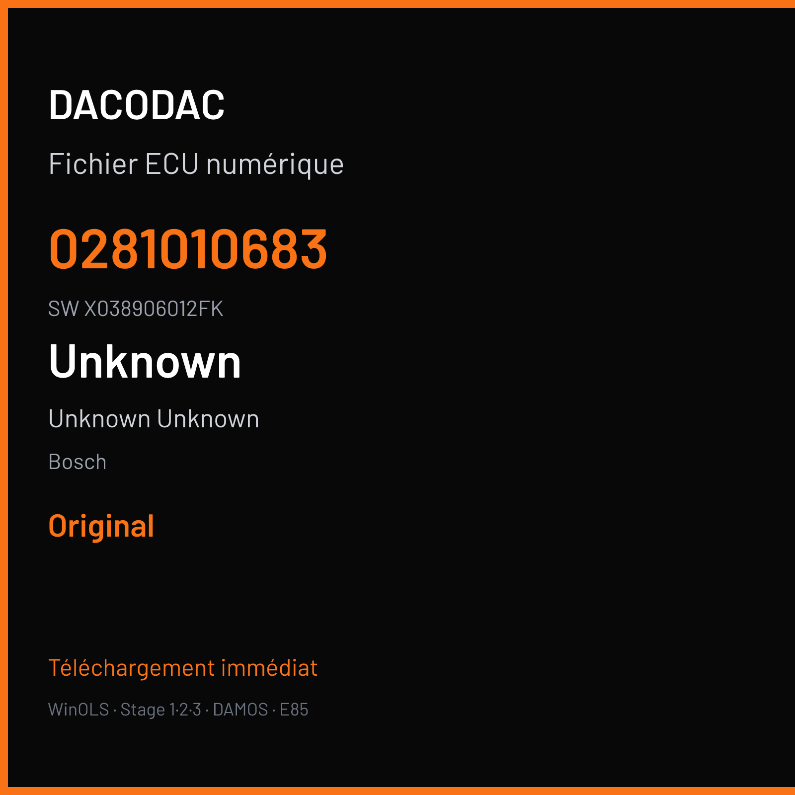 Unknown Unknown 110 ch — Bosch — 0281010683 · X038906012FK · 360530 — Original