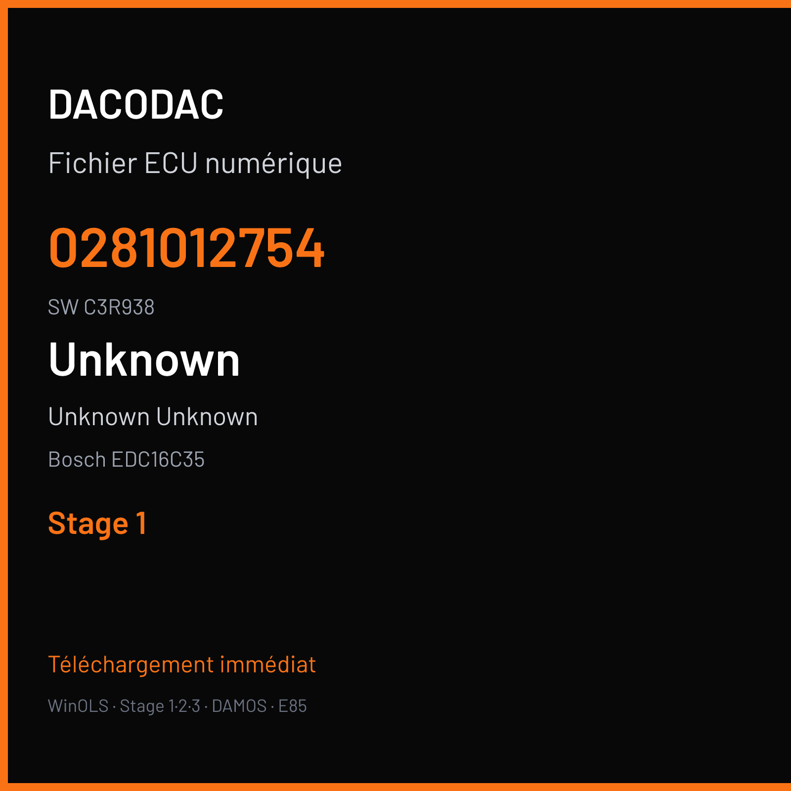 Unknown Unknown 150 ch — Bosch EDC16C35 — 0281012754 · C3R938 · 379332 — Stage 1