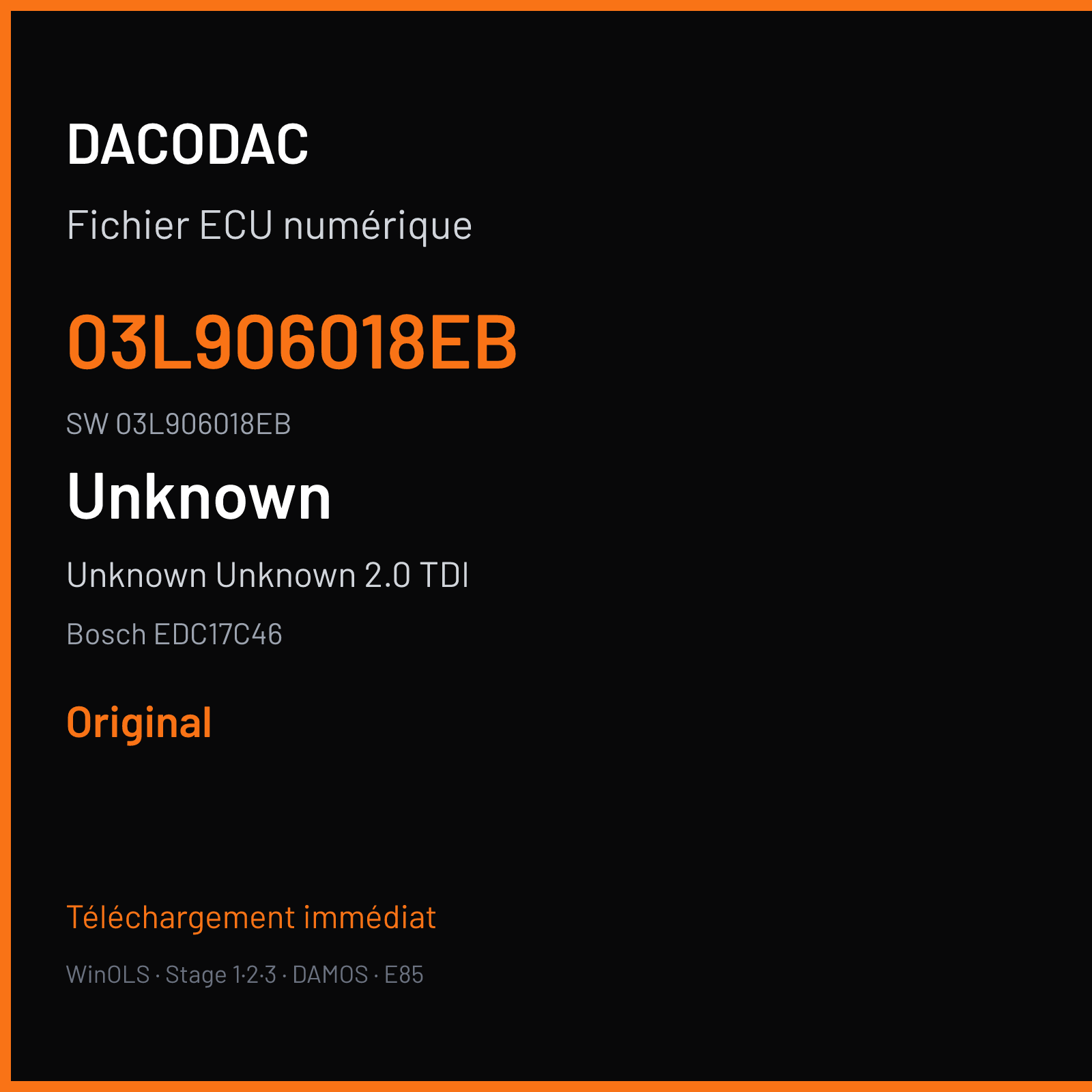 Unknown Unknown 2.0 TDI 135 ch — Bosch EDC17C46 — 03L906018EB · 03L906018EB · 524641 — Original