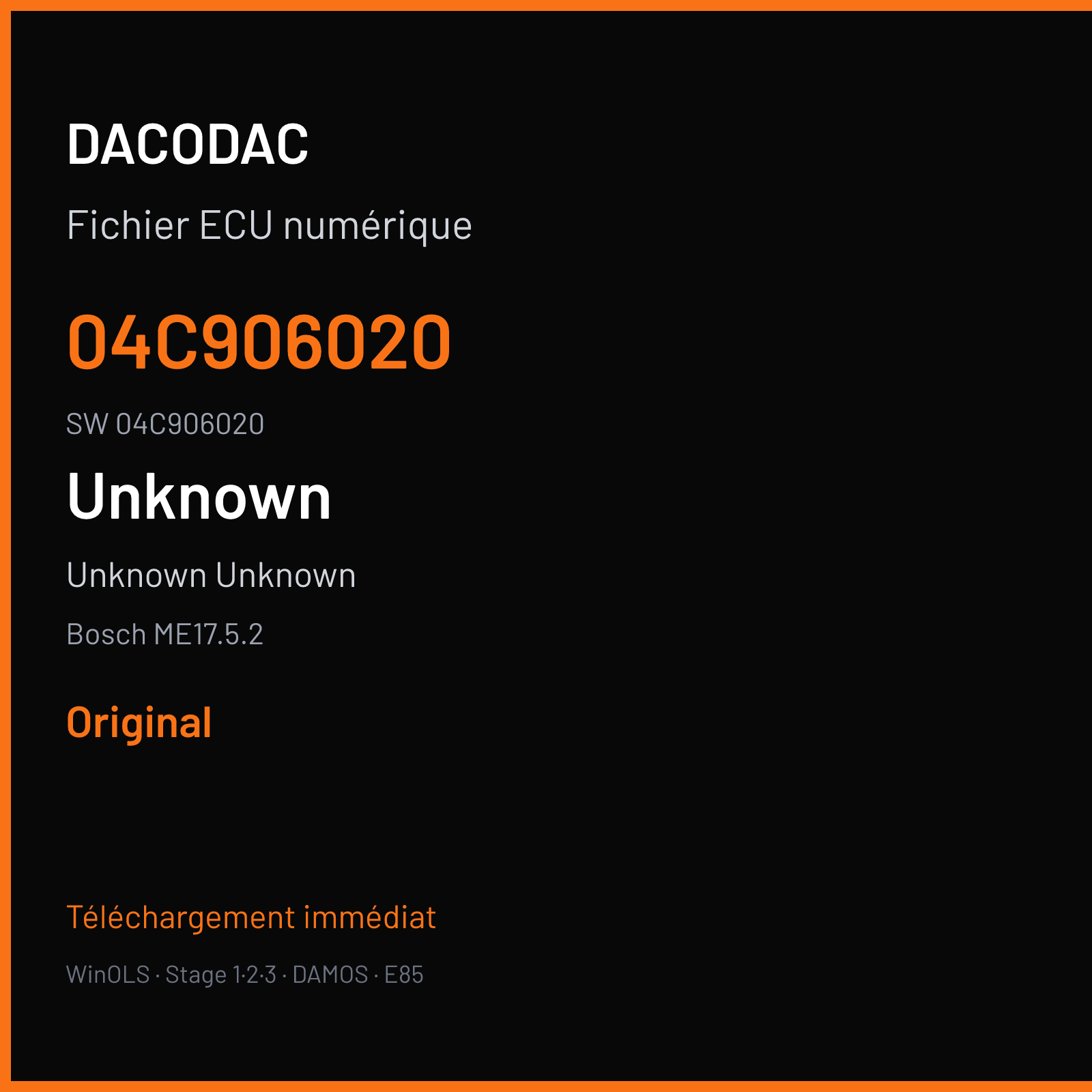 Unknown Unknown 60 ch — Bosch ME17.5.2 — 04C906020 · 04C906020 · 538181 — Original