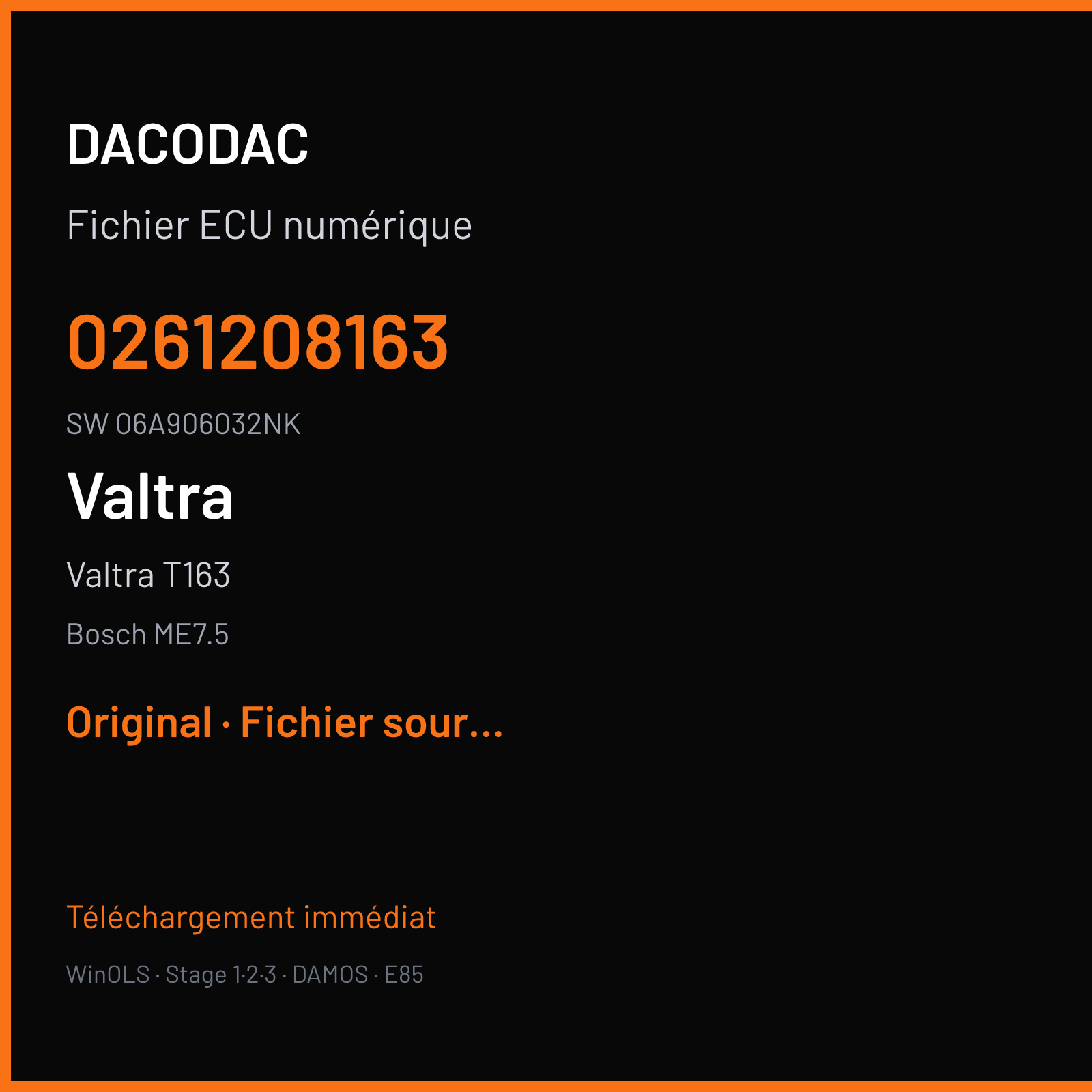 Valtra T163 — Bosch ME7.5 — 0261208163 · 06A906032NK · 367967 — Original