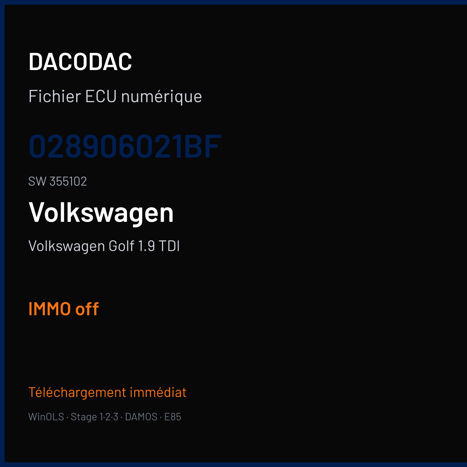 Volkswagen Golf 1.9 TDI — 028906021BF · 355102 — IMMO off
