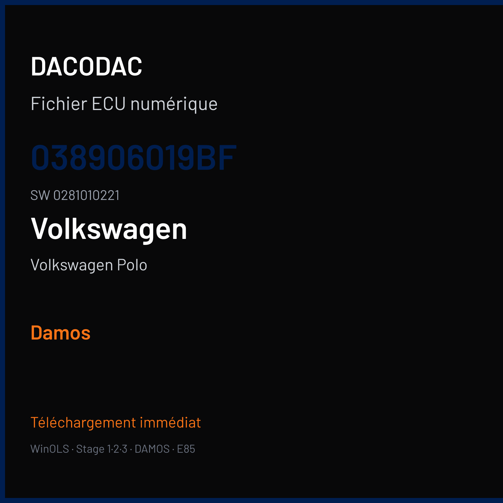 Volkswagen Polo — 038906019BF · 0281010221 — Damos
