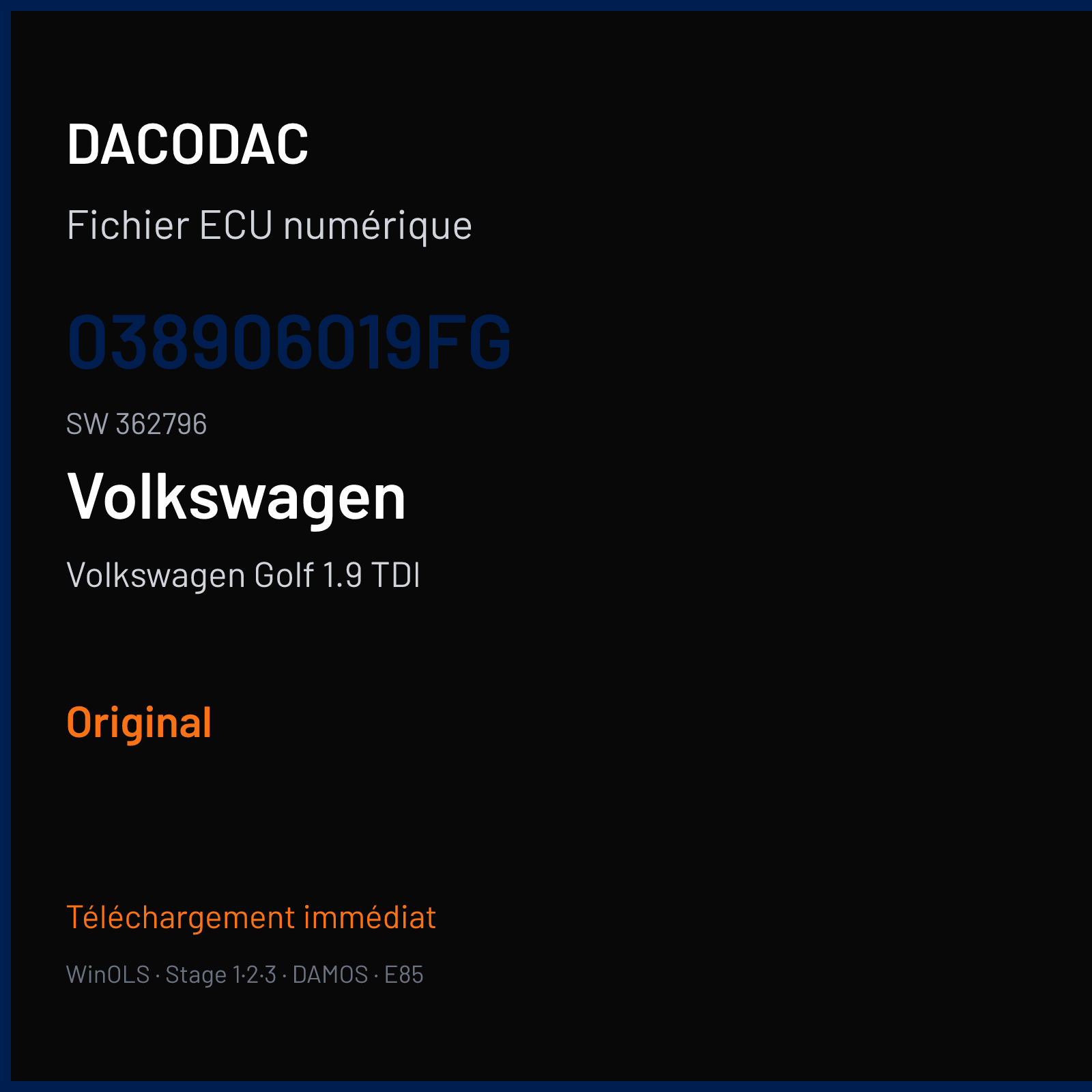 Volkswagen Golf 1.9 TDI — 038906019FG · 362796 — Original