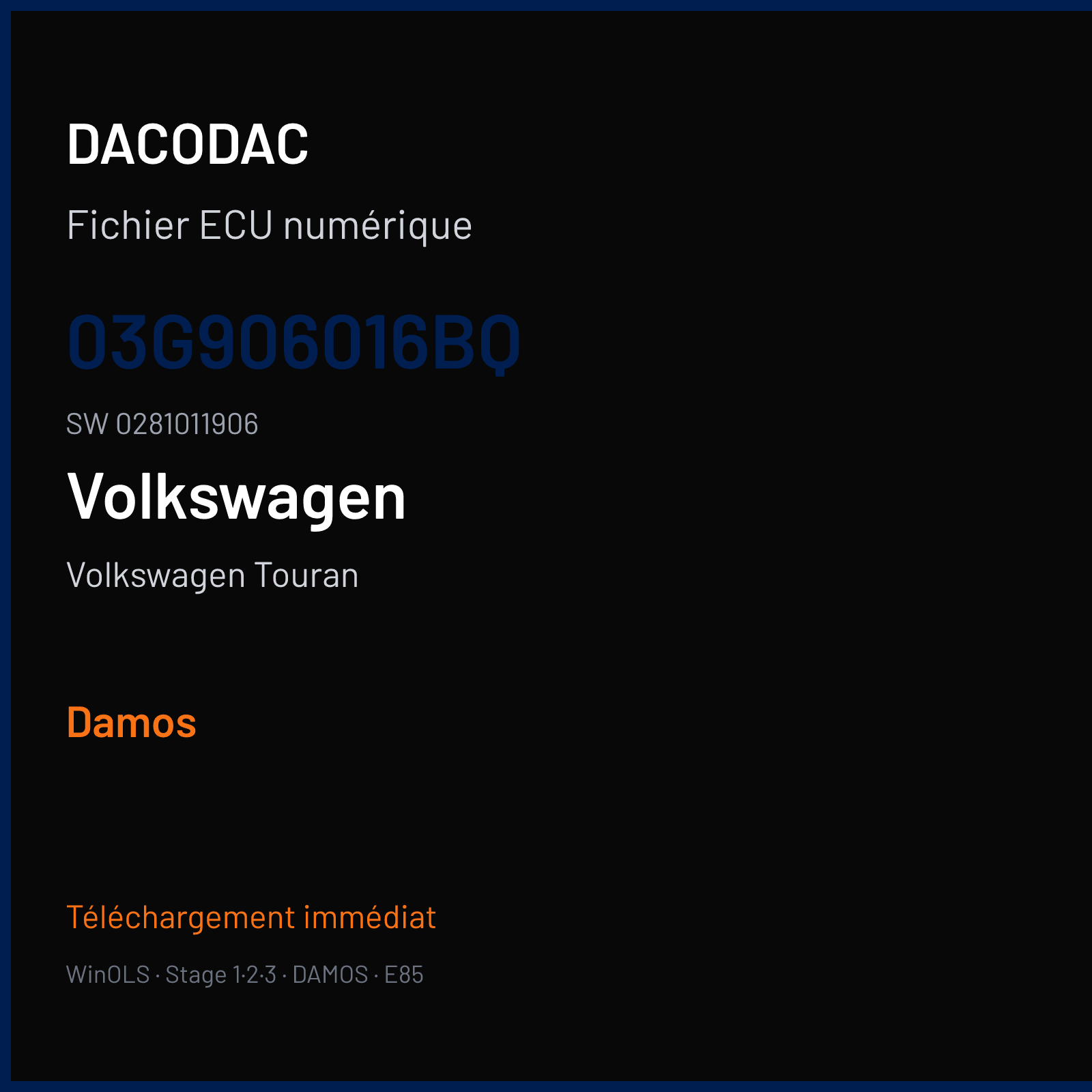 Volkswagen Touran — 03G906016BQ · 0281011906 — Damos