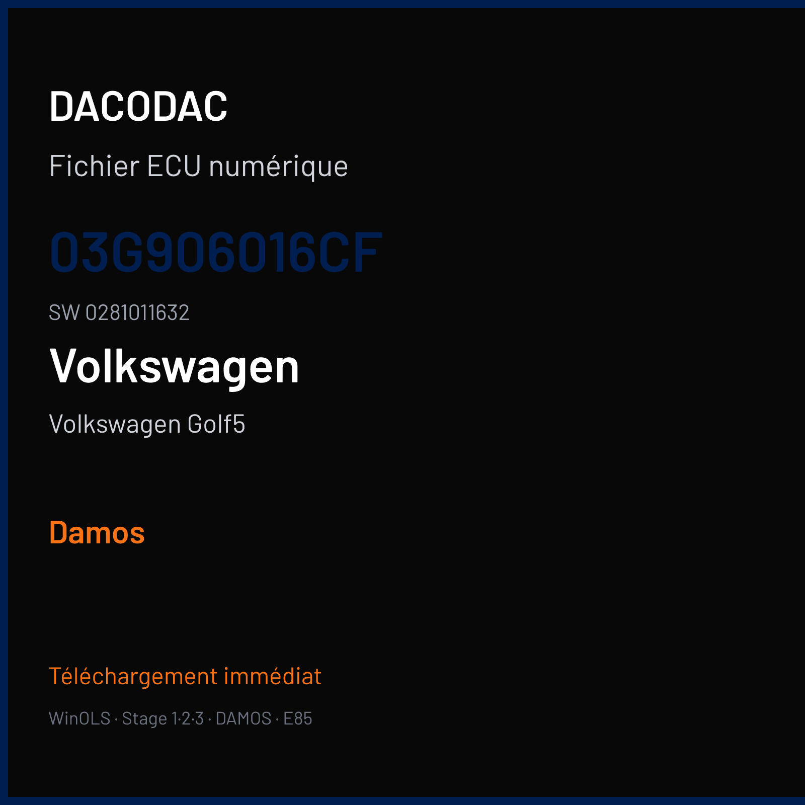 Volkswagen Golf5 — 03G906016CF · 0281011632 — Damos