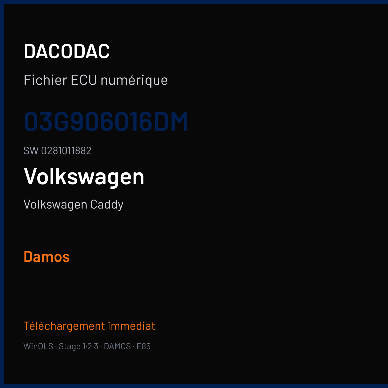 Volkswagen Caddy — 03G906016DM · 0281011882 — Damos
