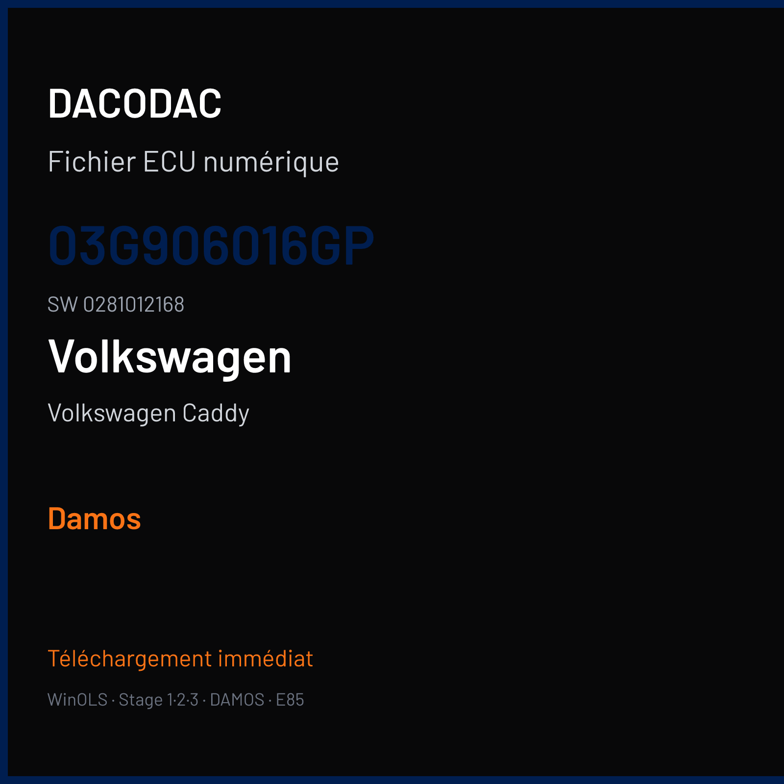 Volkswagen Caddy — 03G906016GP · 0281012168 — Damos