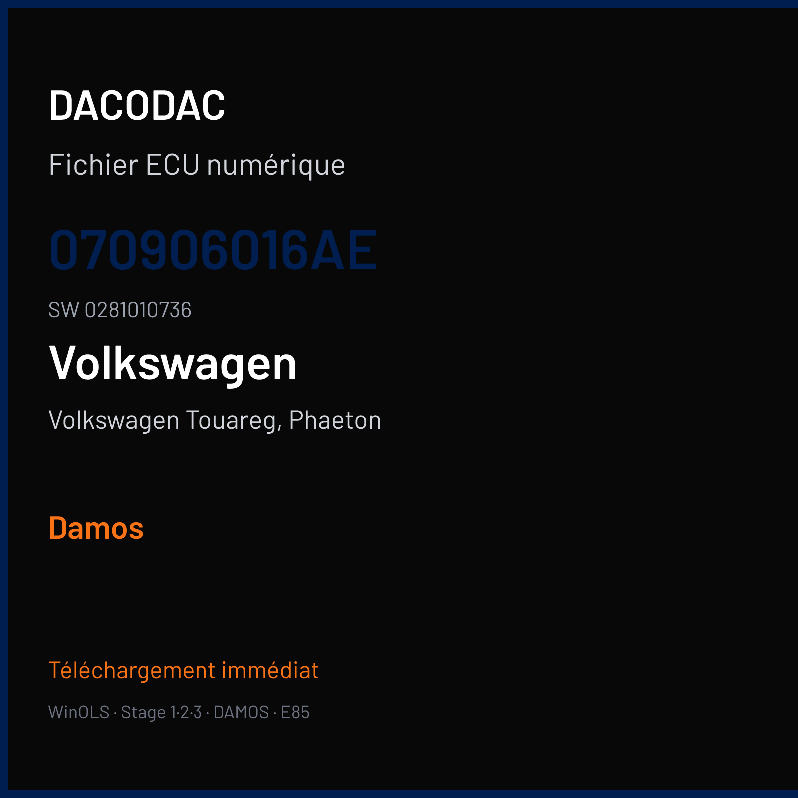 Volkswagen Touareg, Phaeton — 070906016AE · 0281010736 — Damos