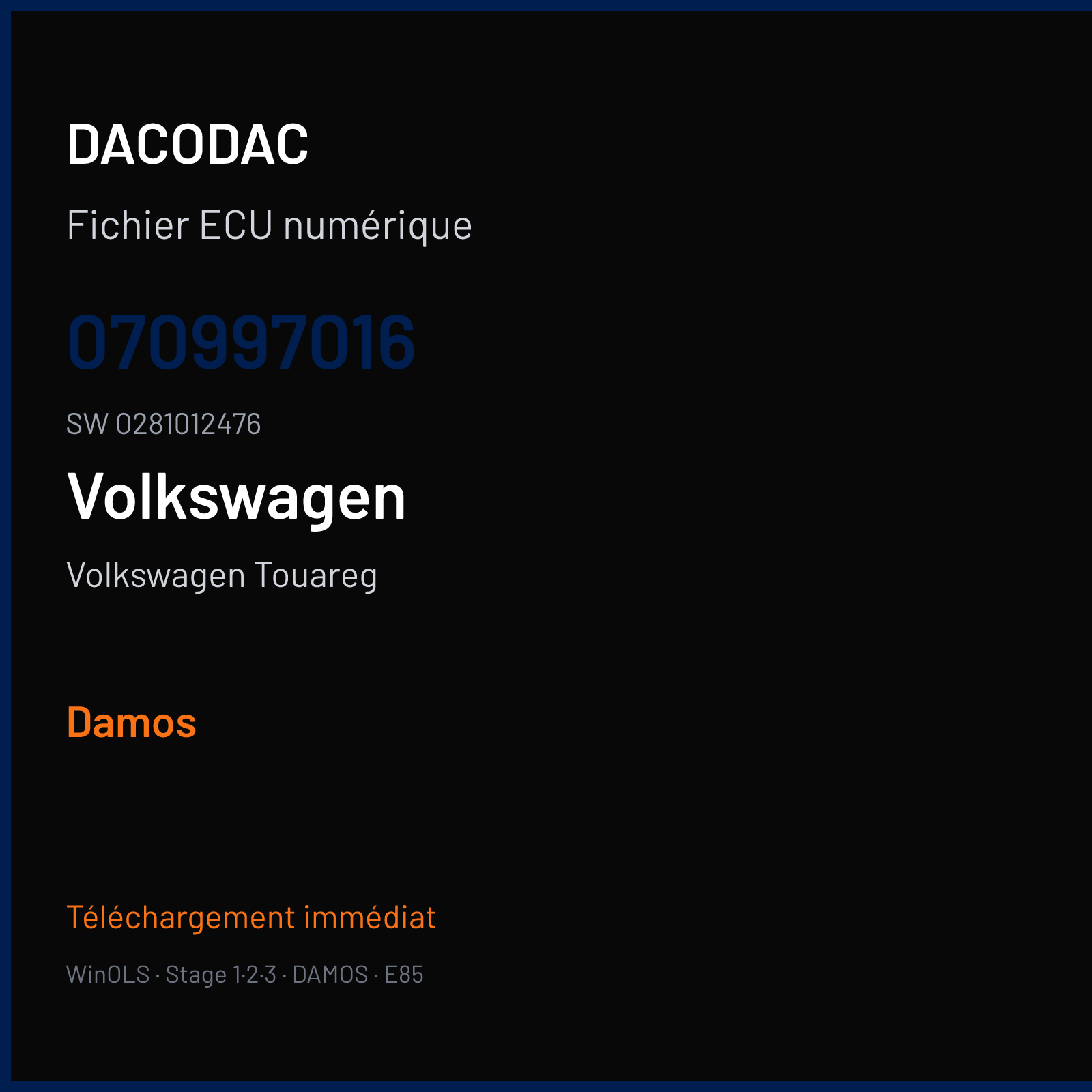 Volkswagen Touareg — 070997016 · 0281012476 — Damos