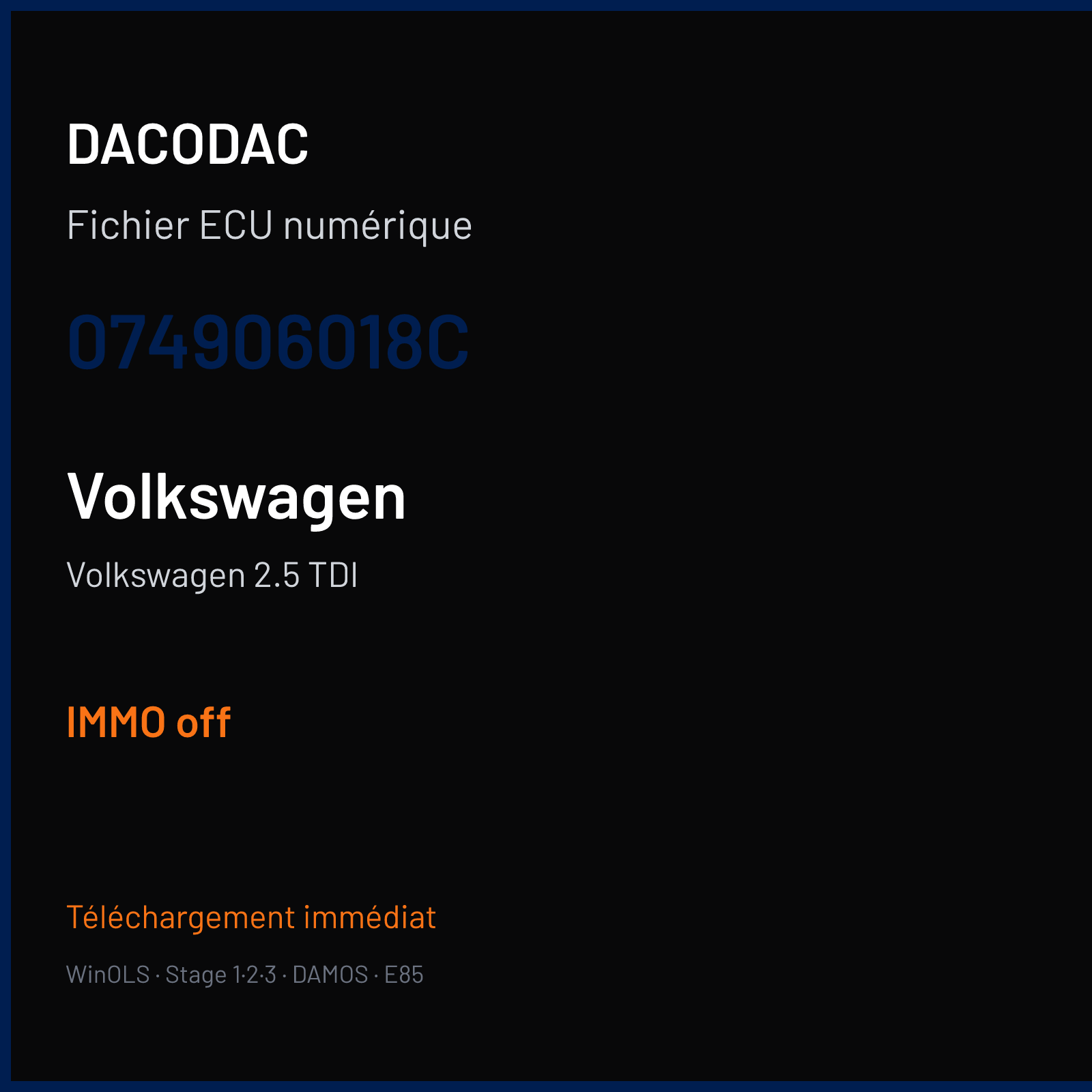 Volkswagen 2.5 TDI — 074906018C — IMMO off