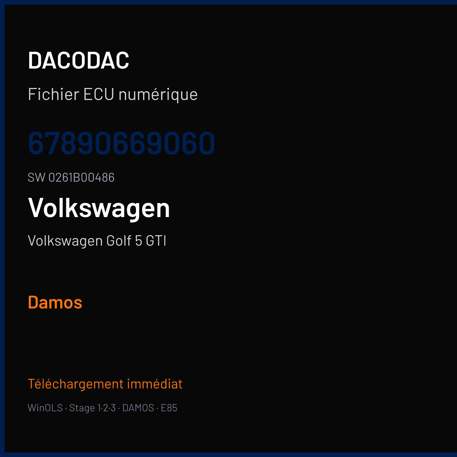 Volkswagen Golf 5 GTI — 67890669060 · 0261B00486 — Damos